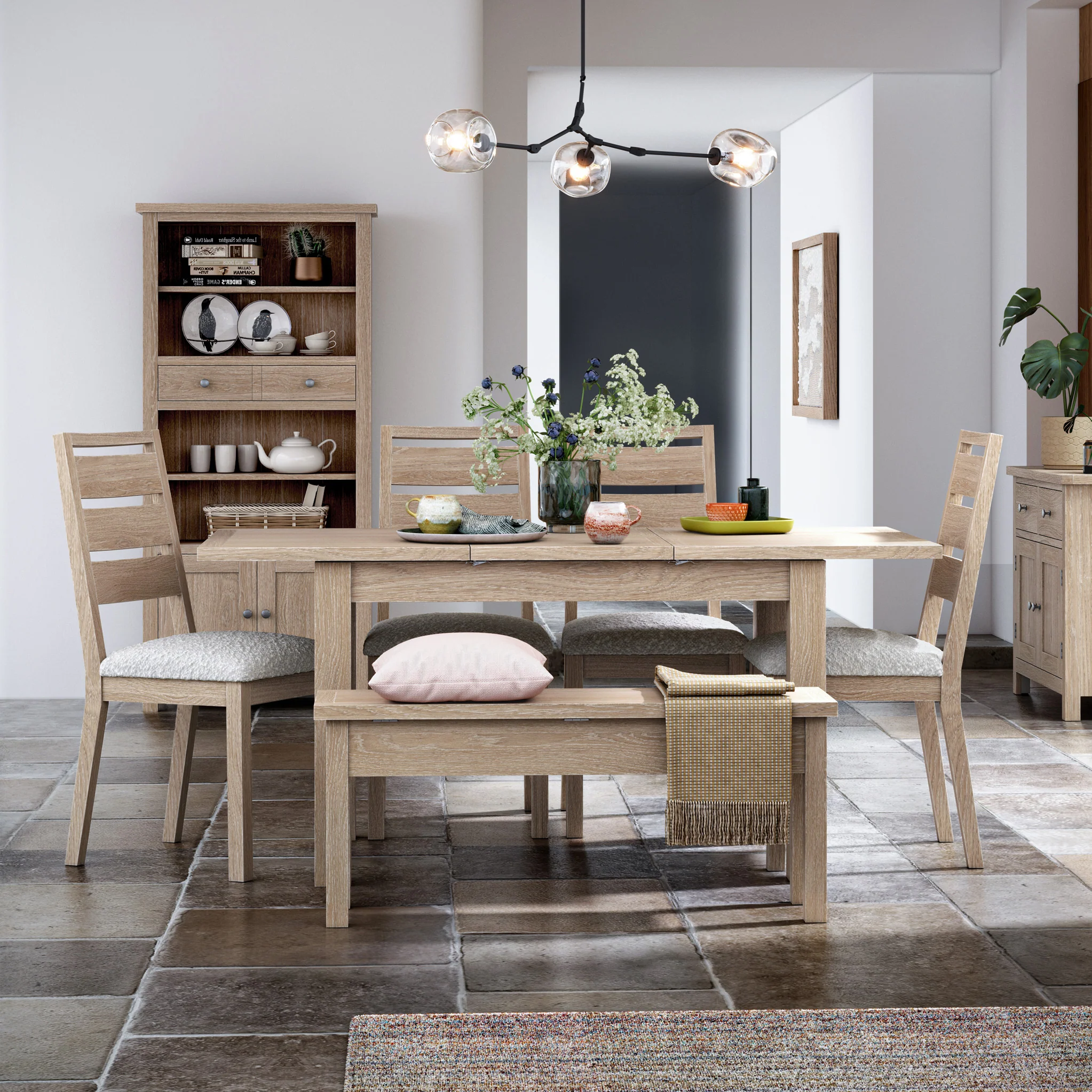 Trelan Washed Oak 120cm-165cm Extending Dining Table - Image 2