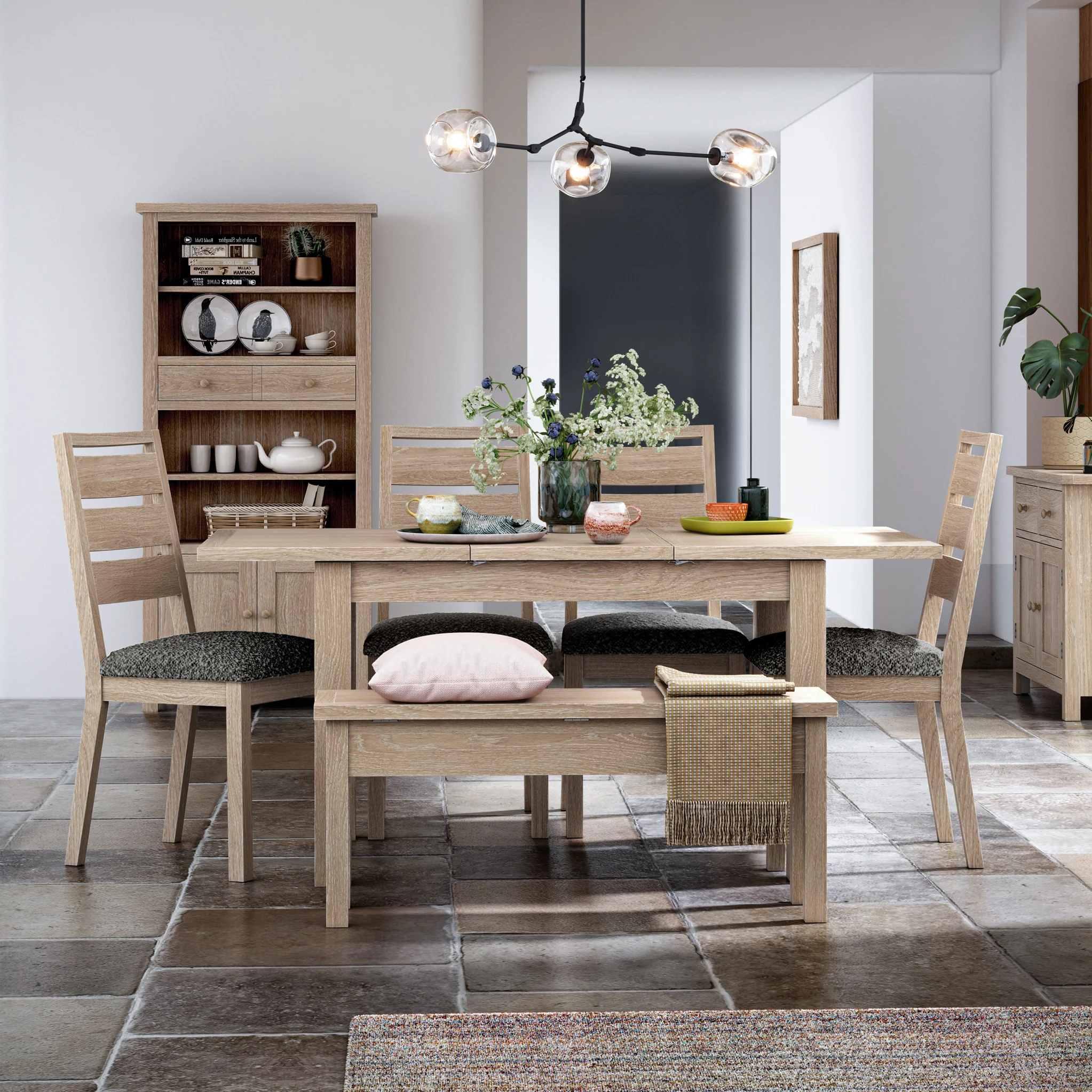 Trelan Washed Oak 120cm-165cm Extending Dining Table - Image 4
