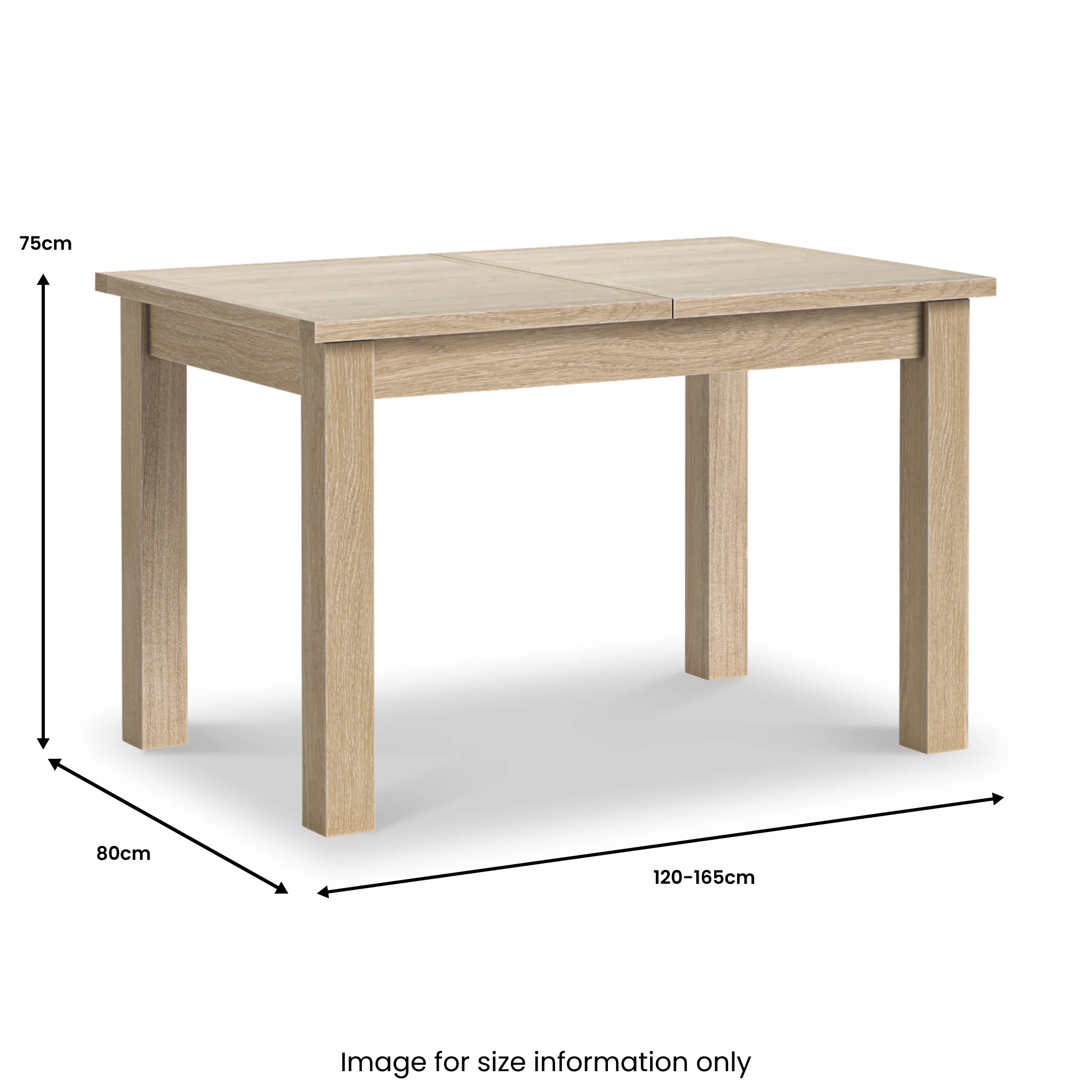 Trelan Washed Oak 120cm-165cm Extending Dining Table - Image 7