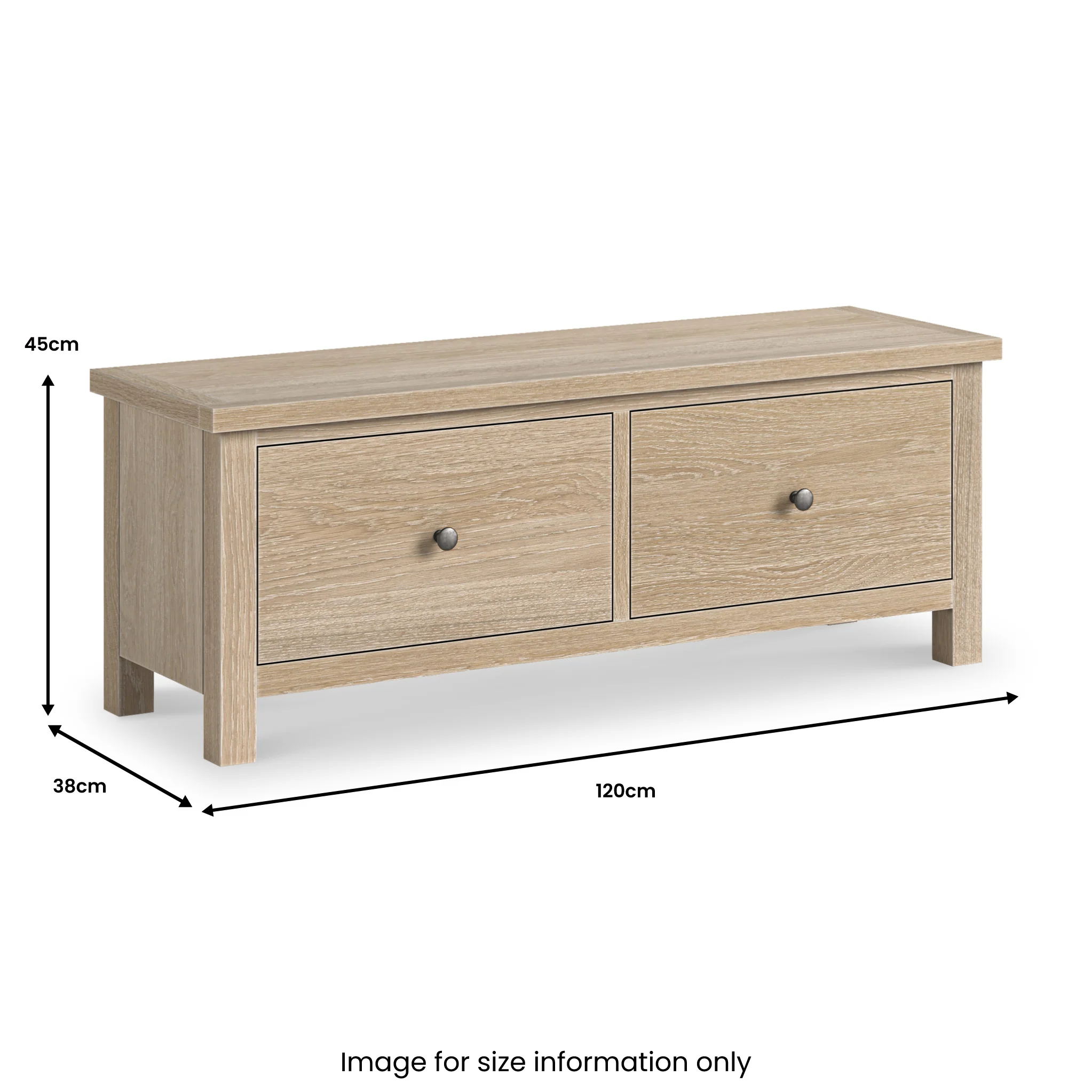 Trelan Washed Oak 2 Drawer Blanket Bench - Image 4