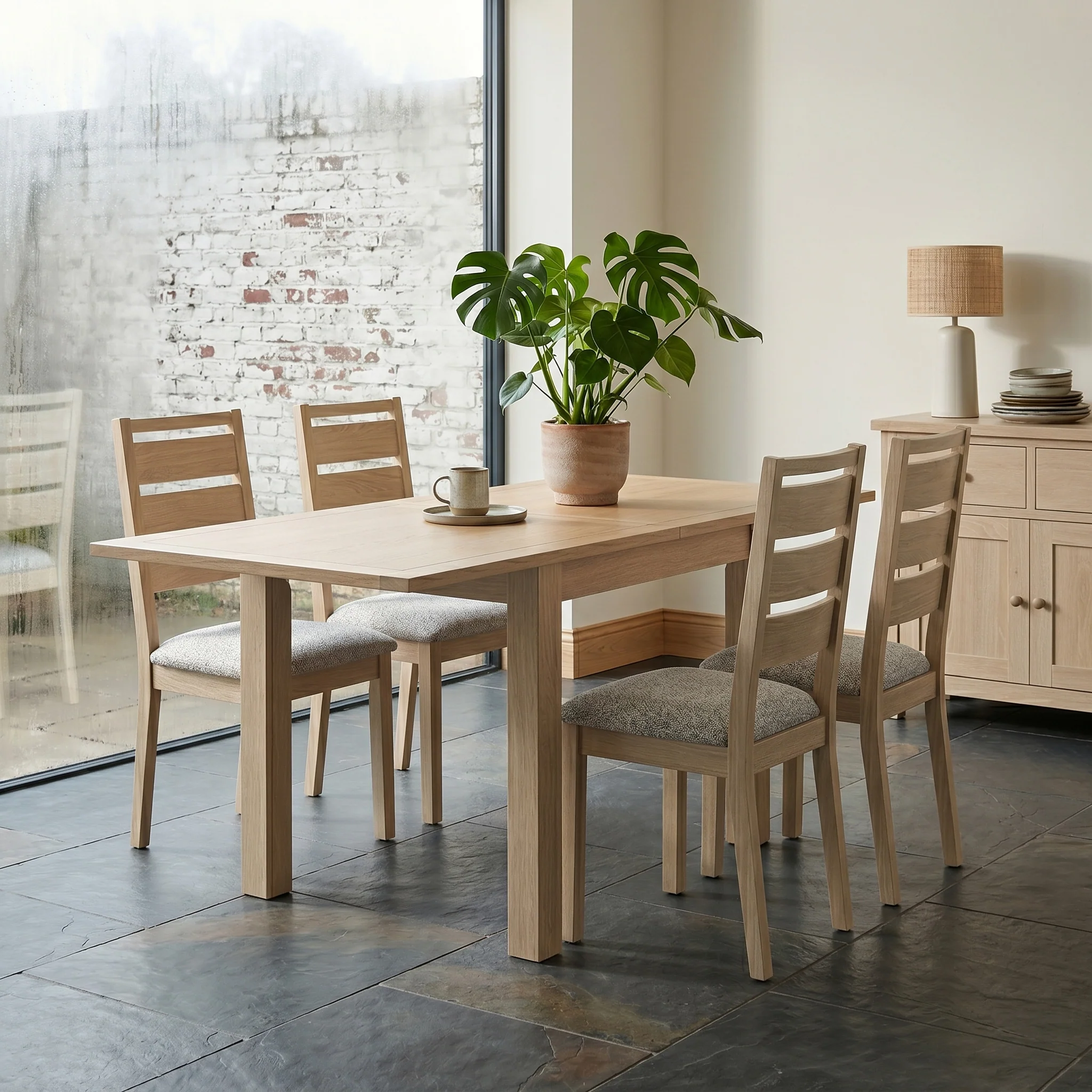 Trelan Washed Oak 80cm - 160cm Flip Top Dining Table - Image 2