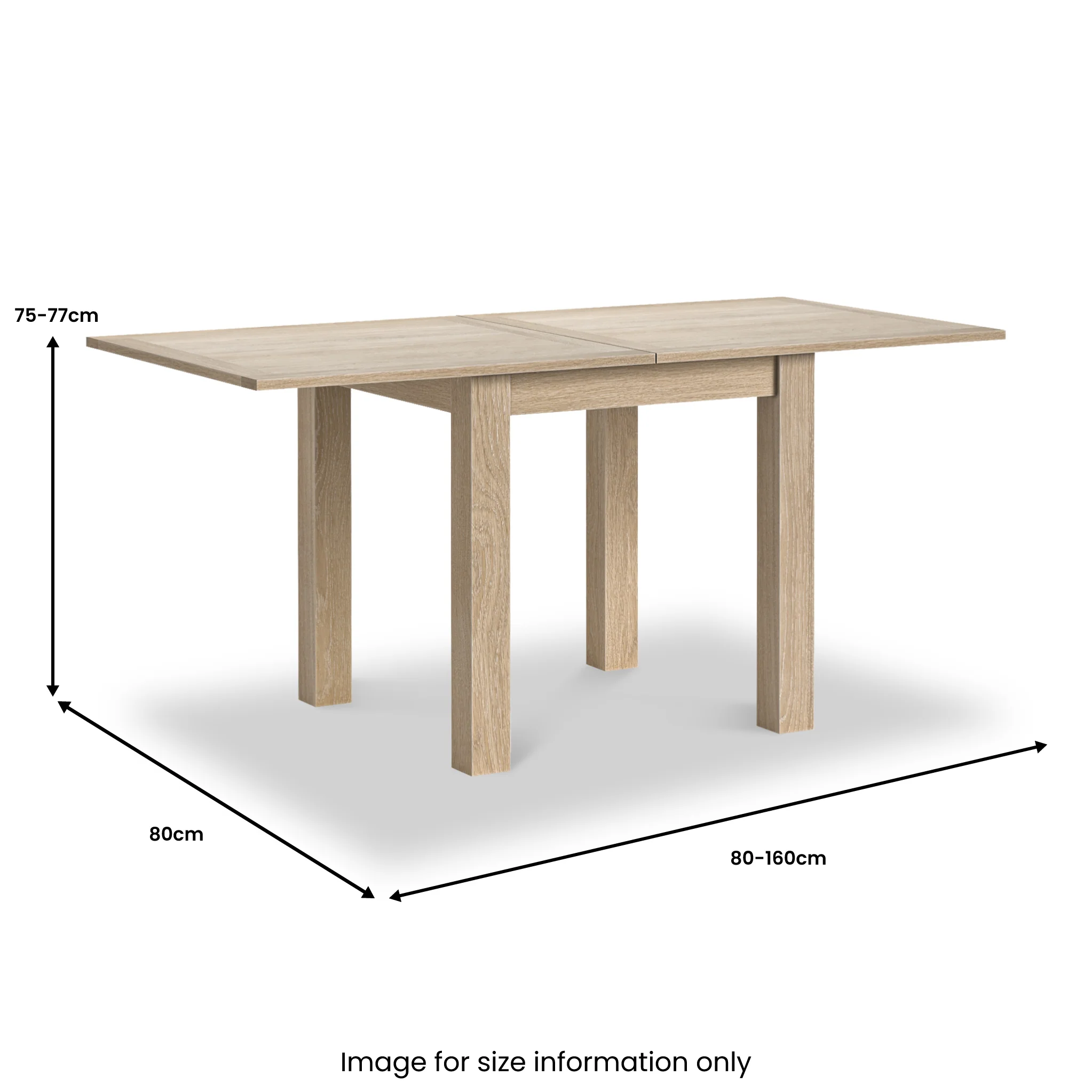 Trelan Washed Oak 80cm - 160cm Flip Top Dining Table - Image 4