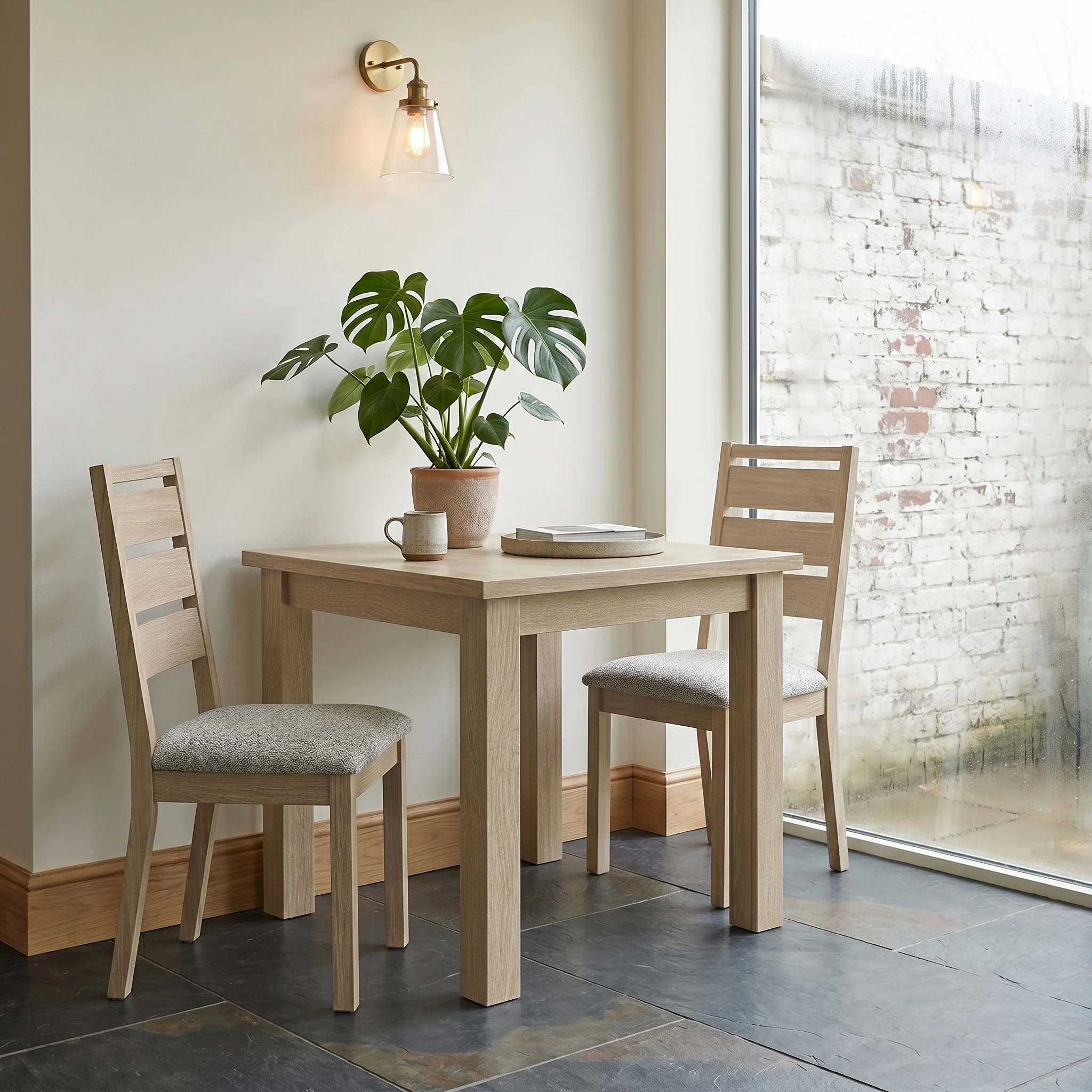 Trelan Washed Oak 80cm Bistro Dining Table - Image 2