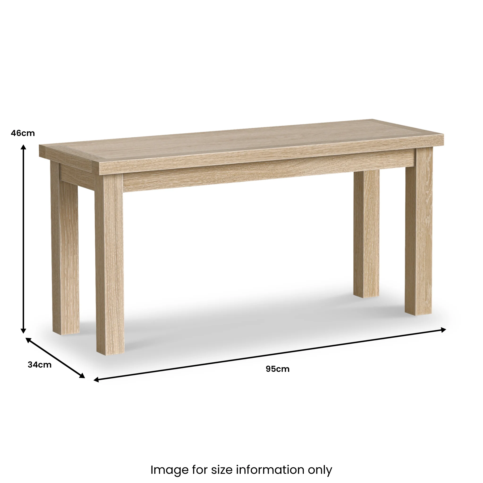Trelan Washed Oak 95cm Dining Bench - Image 2