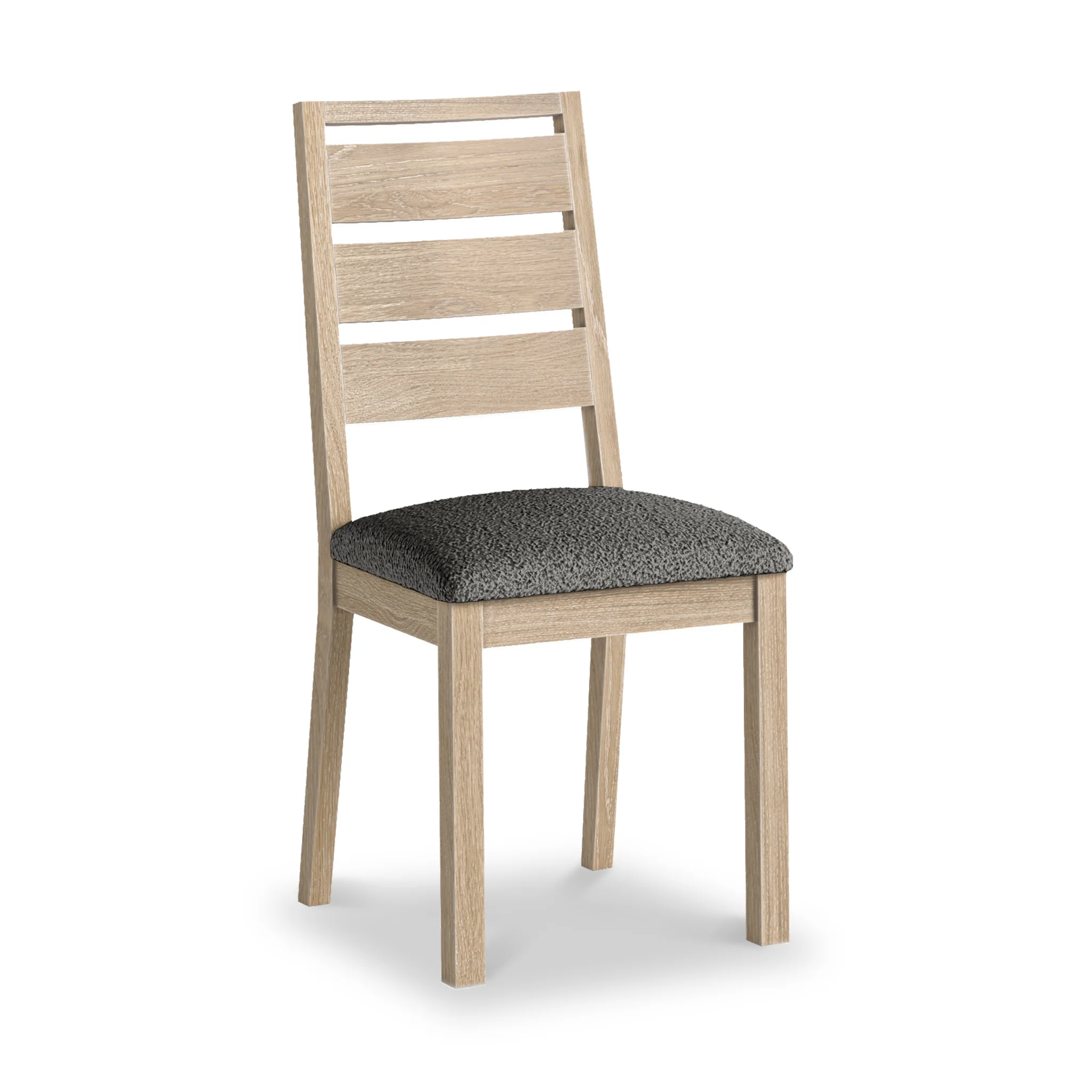 Trelan Washed Oak Boucle Slatted Back Dining Chair - Image 3