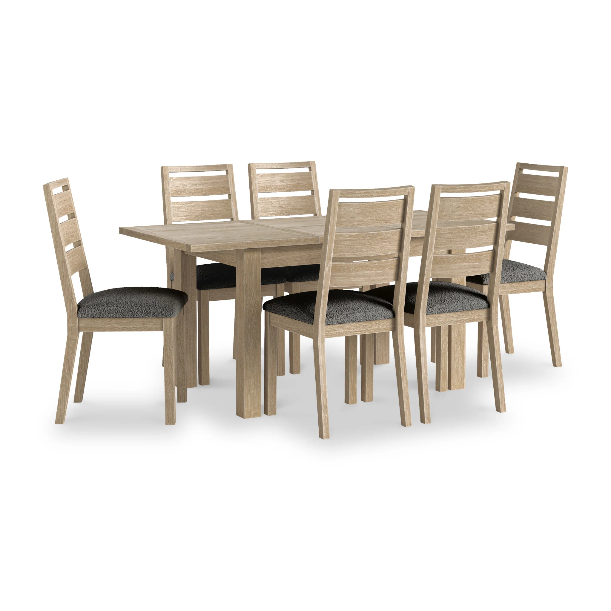 Trelan Washed Oak Boucle Slatted Back Dining Chair - Image 5