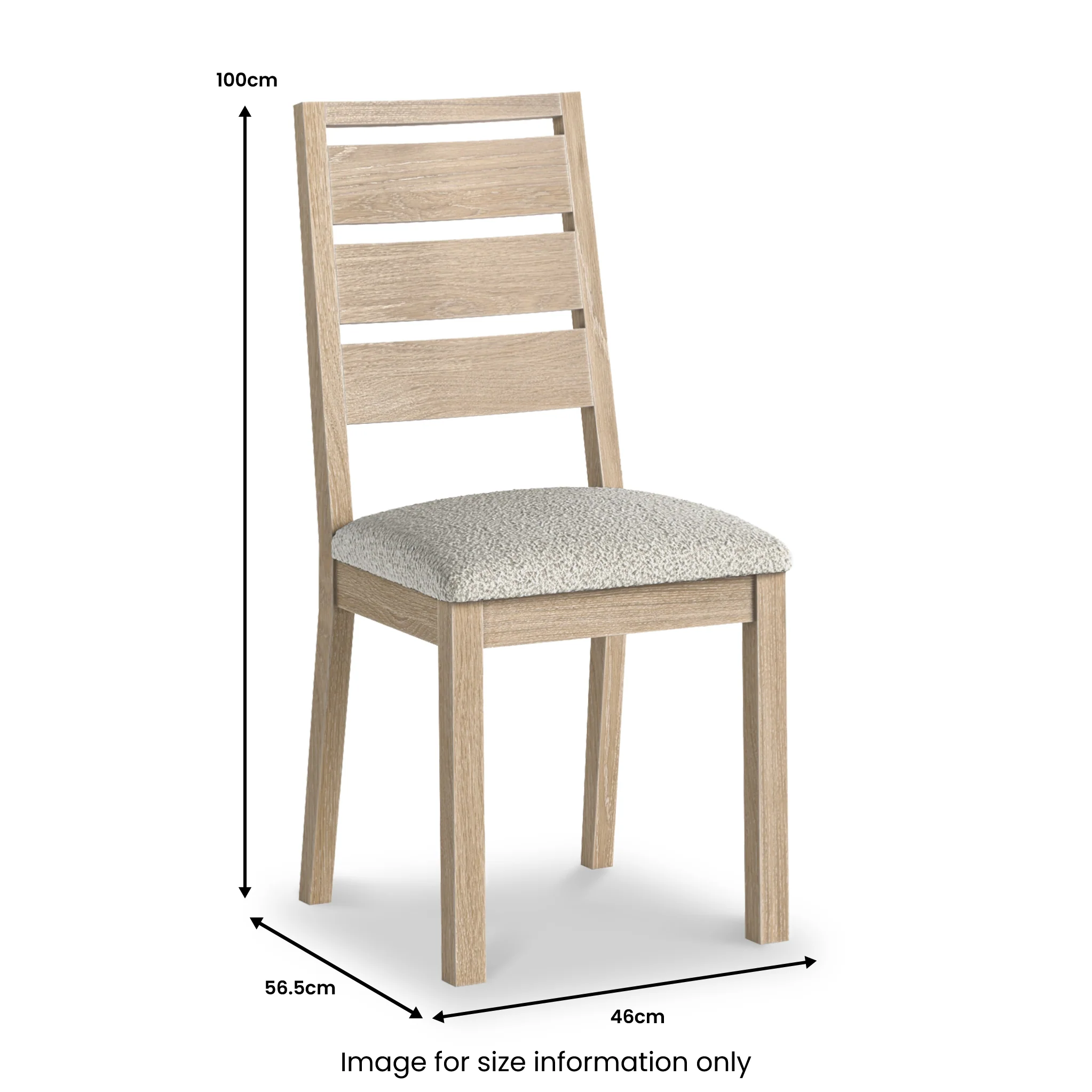 Trelan Washed Oak Boucle Slatted Back Dining Chair - Image 6