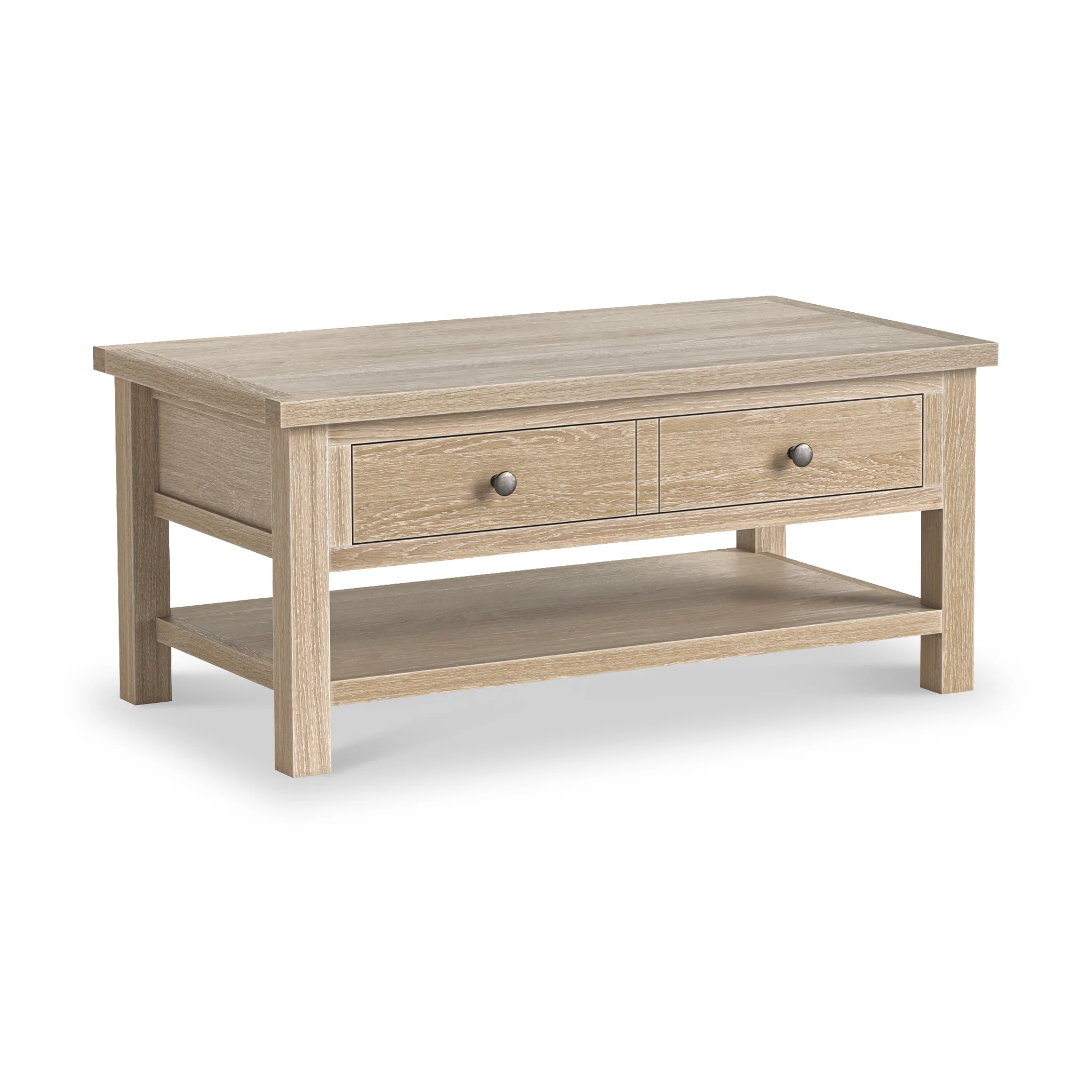 Trelan Washed Oak Coffee Table with Shelf - Image 2