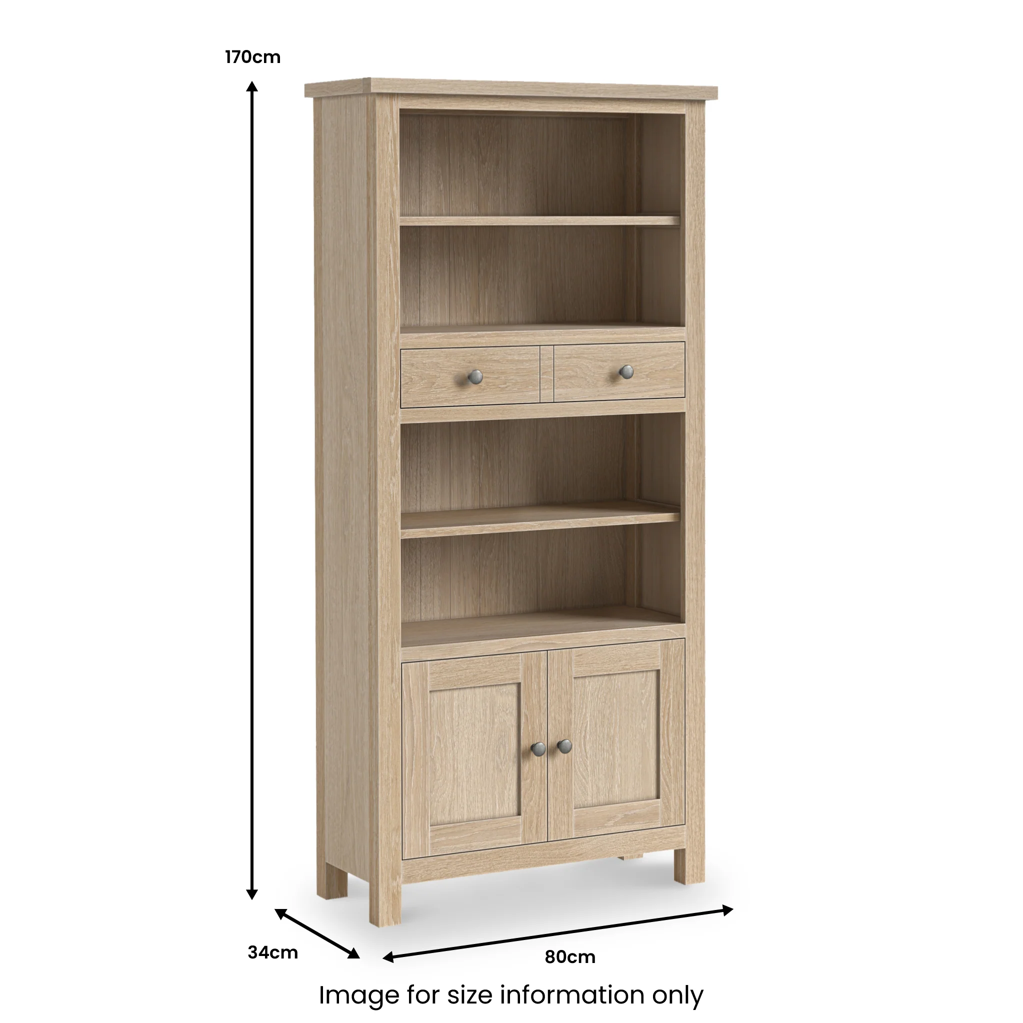Trelan Washed Oak Display Bookcase - Image 3