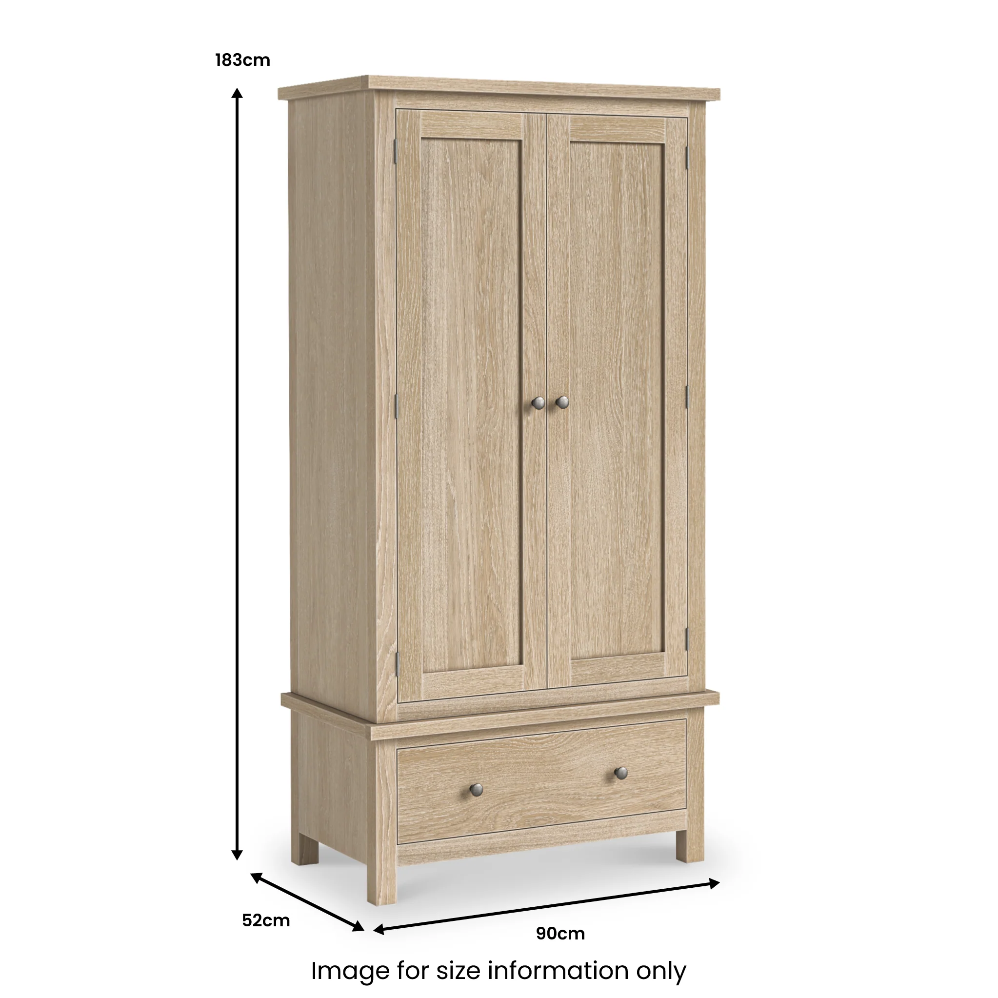 Trelan Washed Oak Double Wardrobe - Image 4