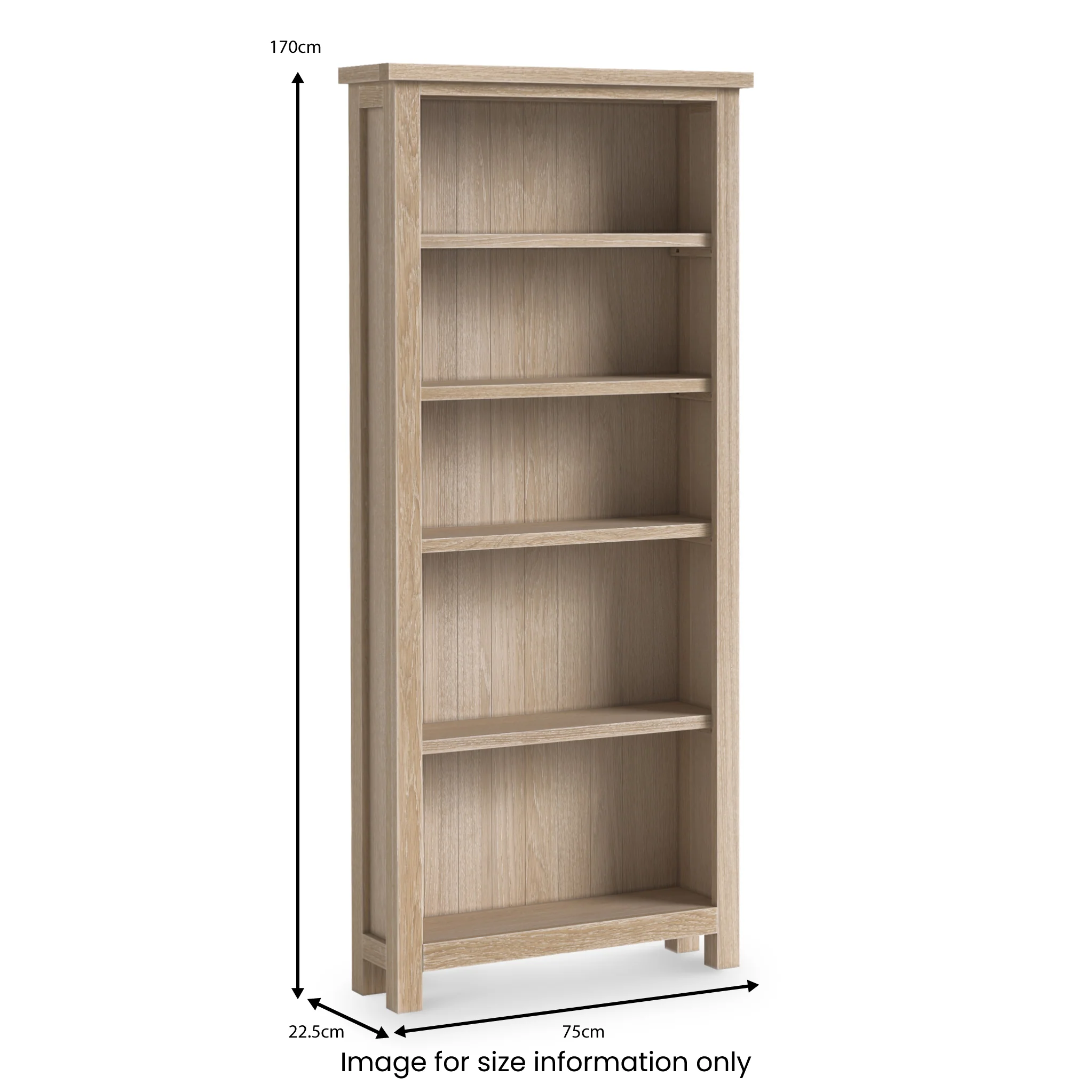 Trelan Washed Oak Large Bookcase - Image 2