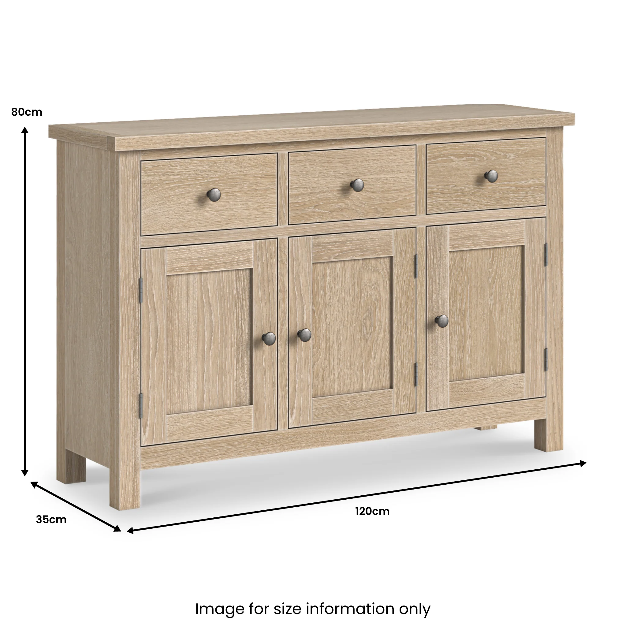 Trelan Washed Oak Large Sideboard - Image 4