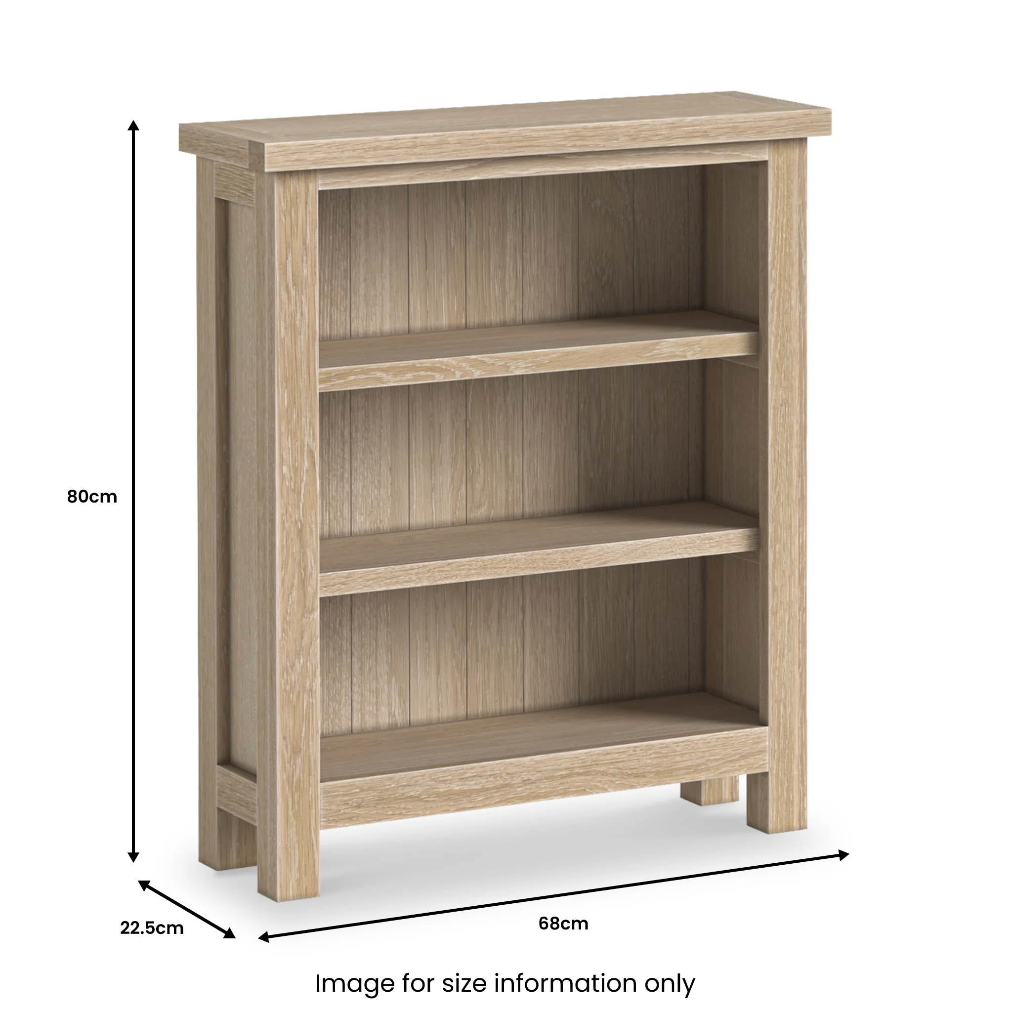 Trelan Washed Oak Low Bookcase - Image 2