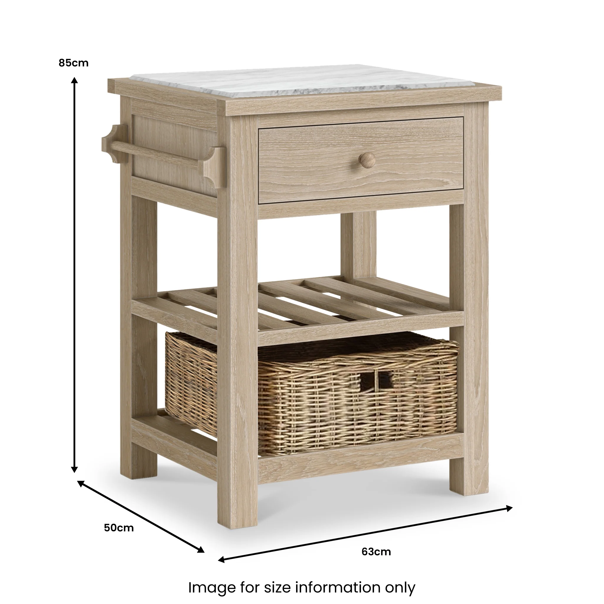 Trelan Washed Oak Marble Top Kitchen Island - Image 4