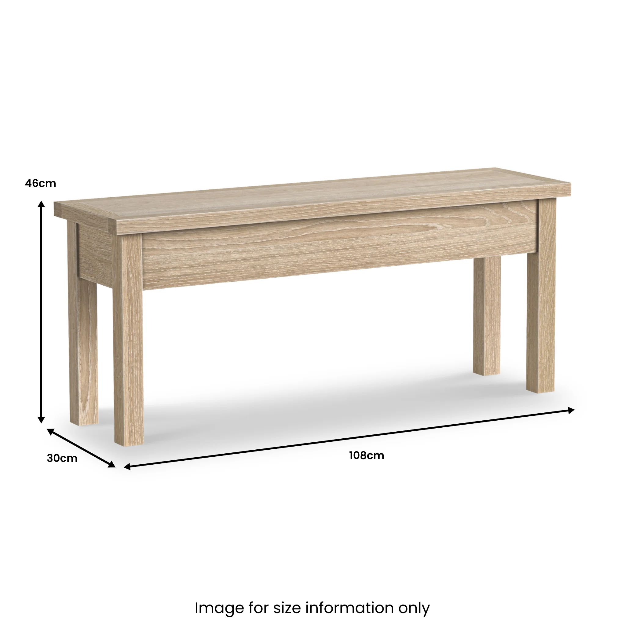 Trelan Washed Oak Shallow Storage Bench - Image 4