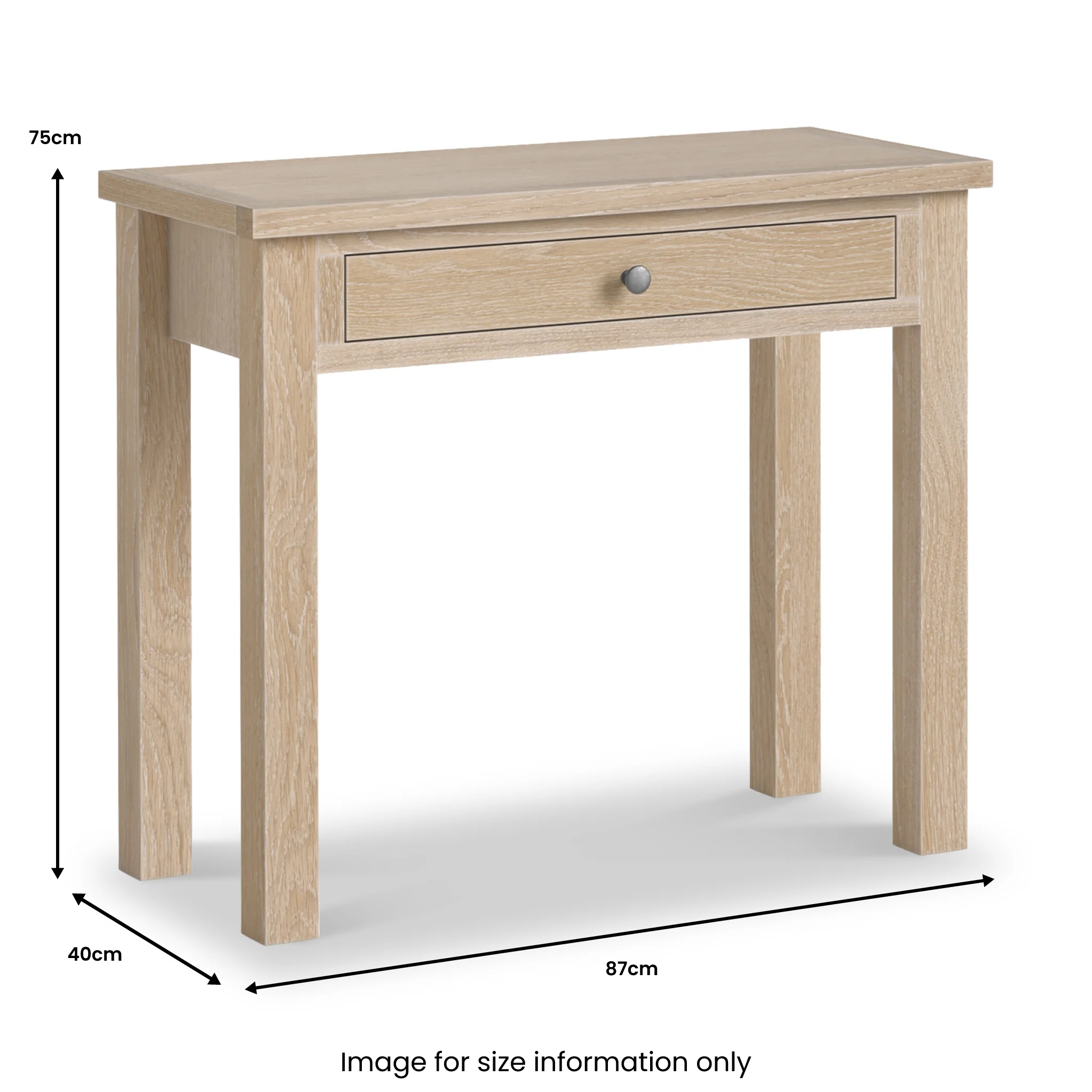 Trelan Washed Oak Single Drawer Dressing Table - Image 5