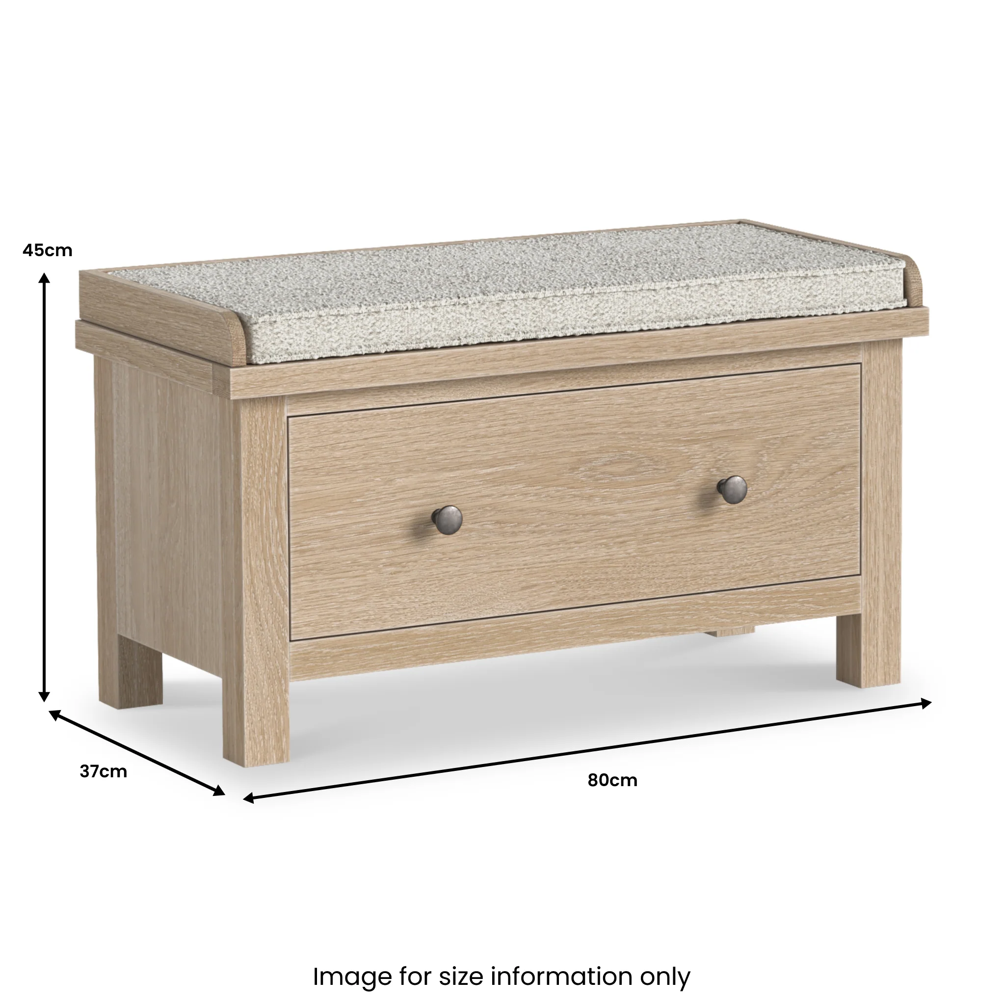 Trelan Washed Oak Storage Bench with Drawer - Image 3