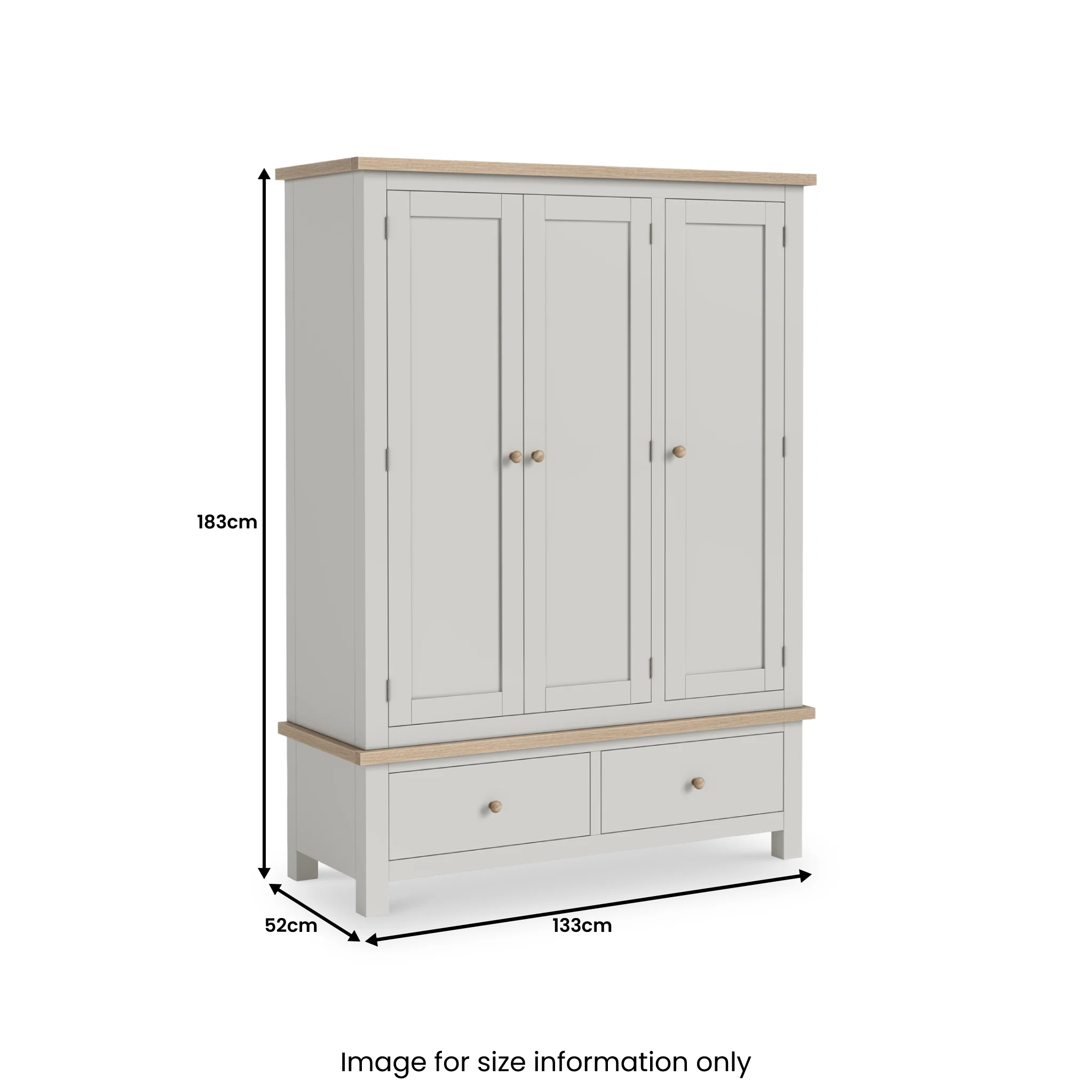 Trelan 2 Drawer Triple Wardrobe - Image 5