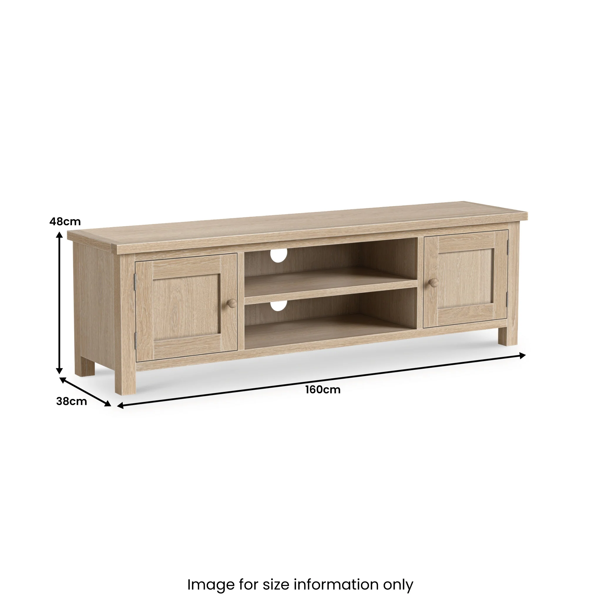 Trelan Washed Oak 160cm Extra Large TV Unit - Image 3
