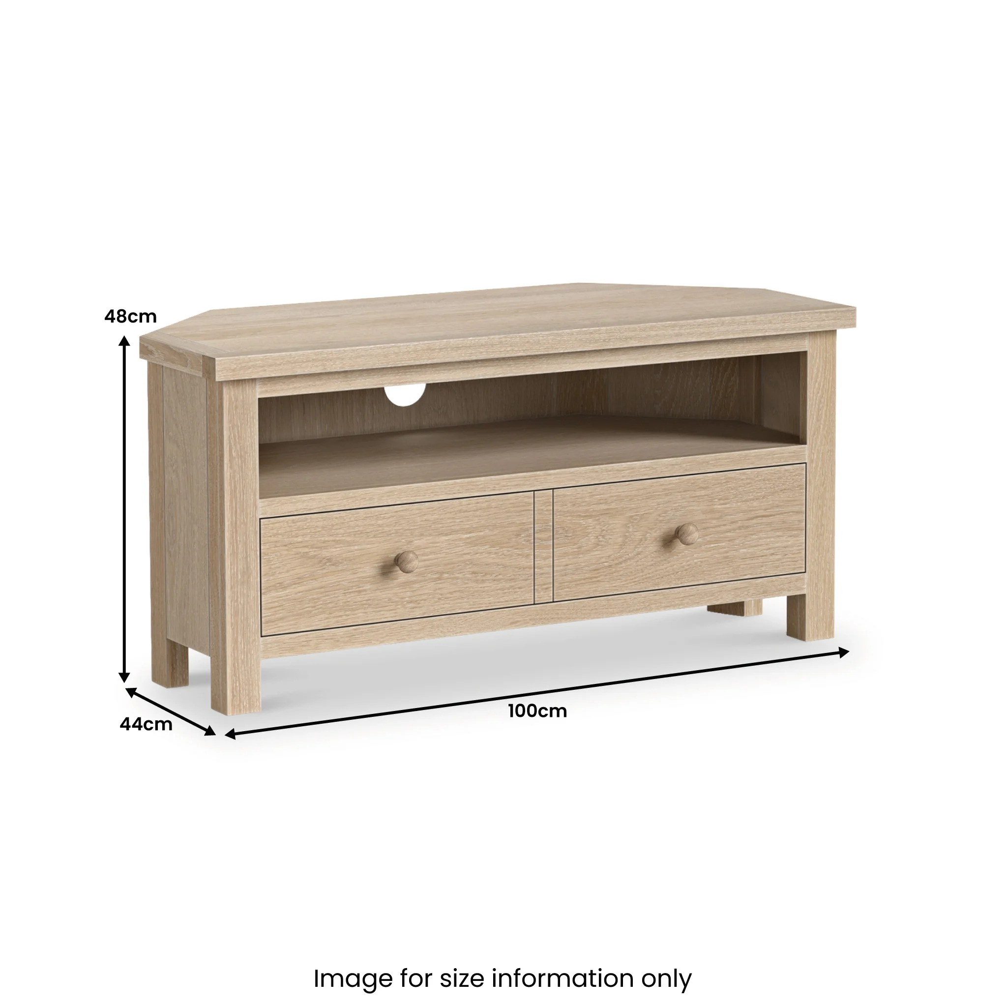Trelan Washed Oak Corner TV Unit - Image 3