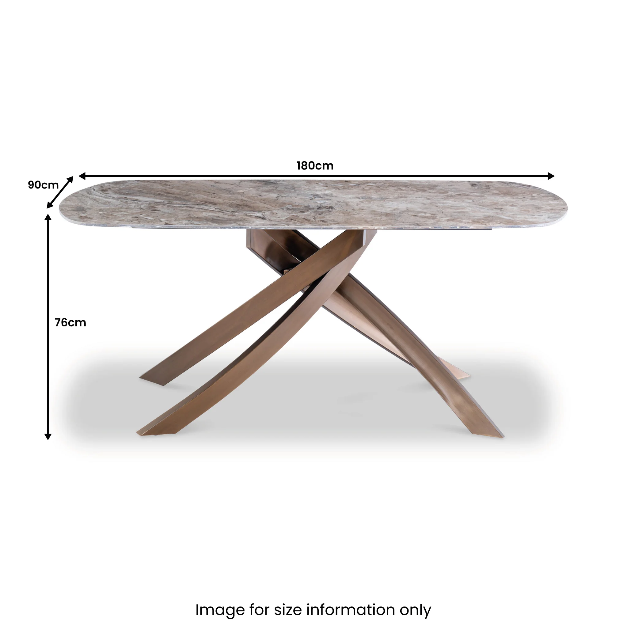 Troy Brown 180cm Sintered Stone Dining Table - Image 4