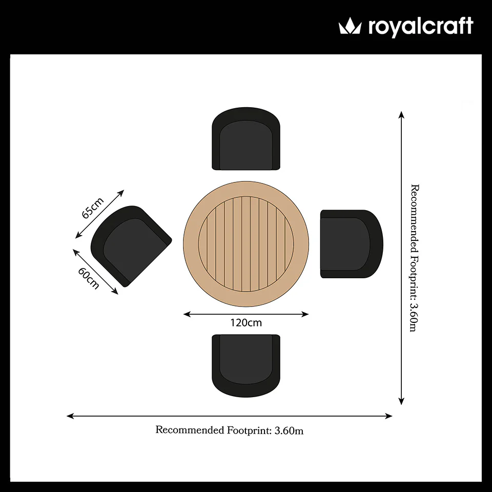 Tuscany 4 Seater Round Dining Set with Eden Night Dining Chairs - Image 12