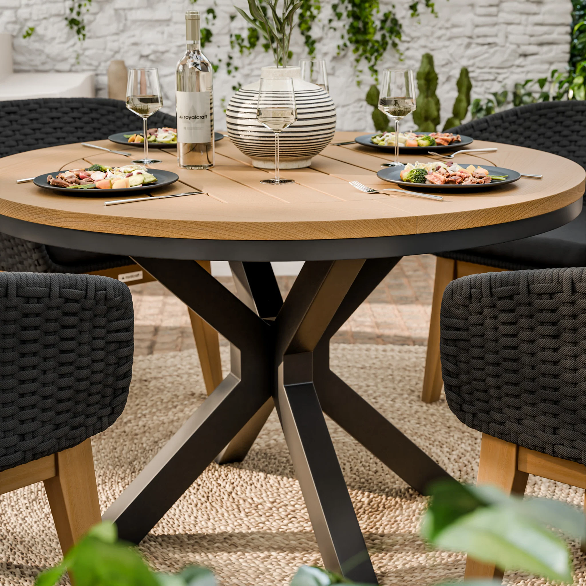 Tuscany 4 Seater Round Dining Set with Eden Night Dining Chairs - Image 2