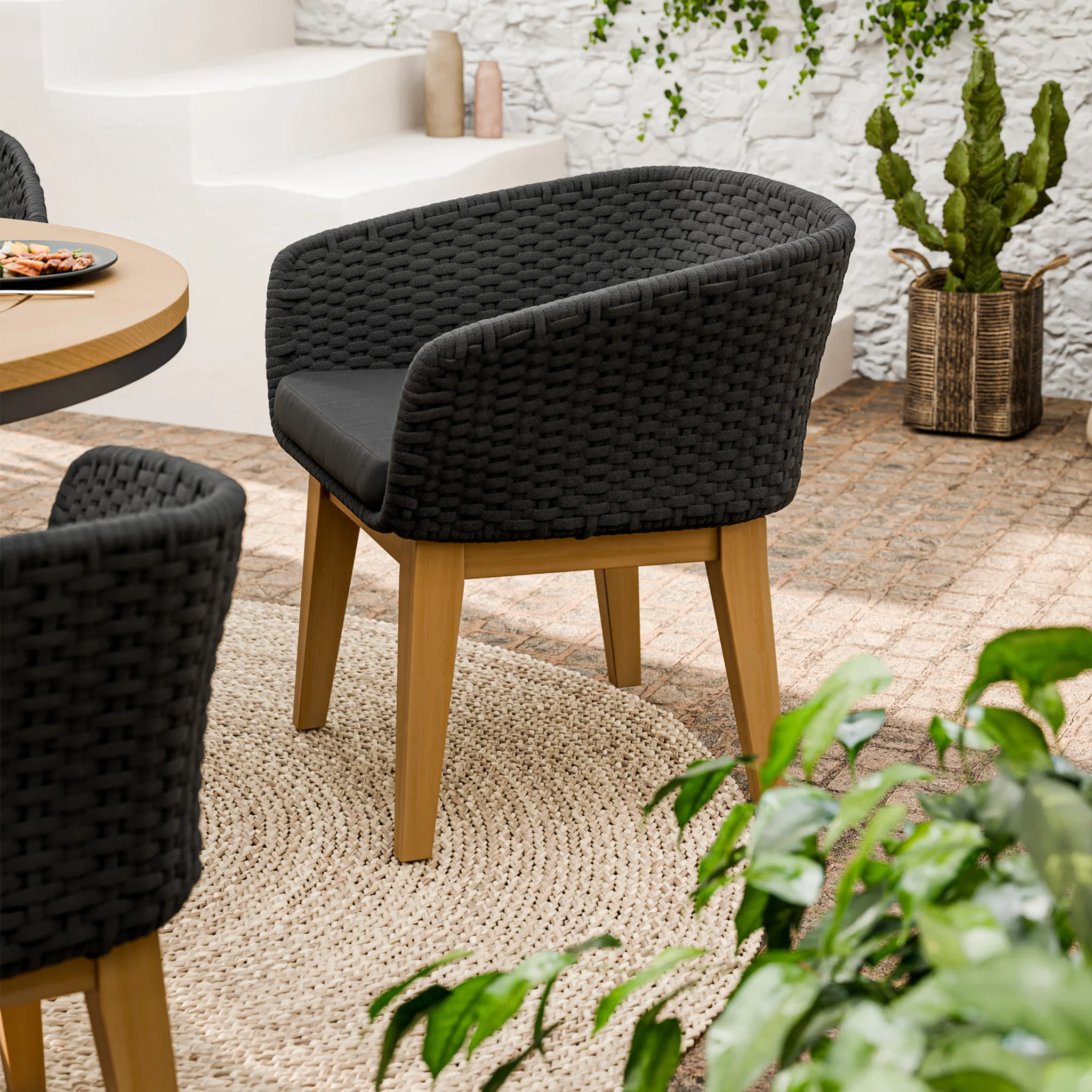 Tuscany 4 Seater Round Dining Set with Eden Night Dining Chairs - Image 4