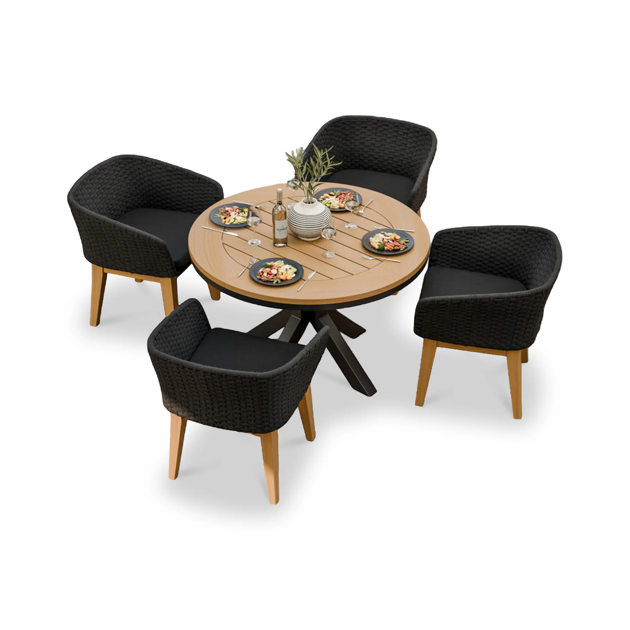 Tuscany 4 Seater Round Dining Set with Eden Night Dining Chairs - Image 7