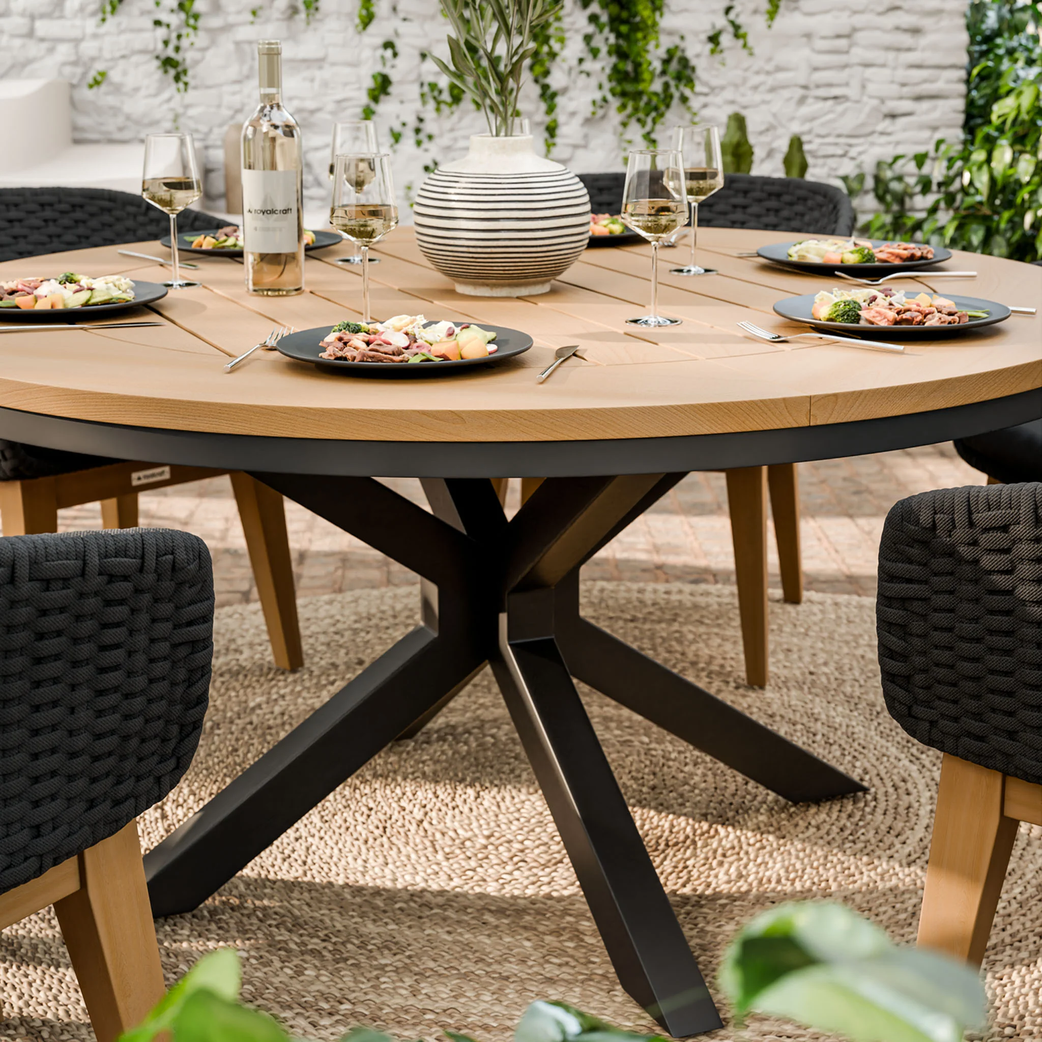 Tuscany 6 Seater Round Dining Set with Eden Night Dining Chairs - Image 2