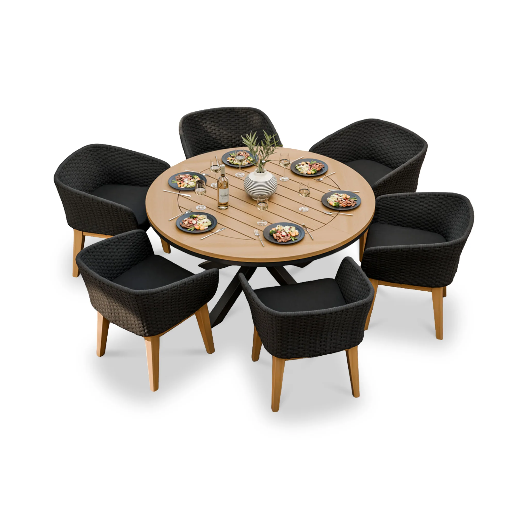 Tuscany 6 Seater Round Dining Set with Eden Night Dining Chairs - Image 7