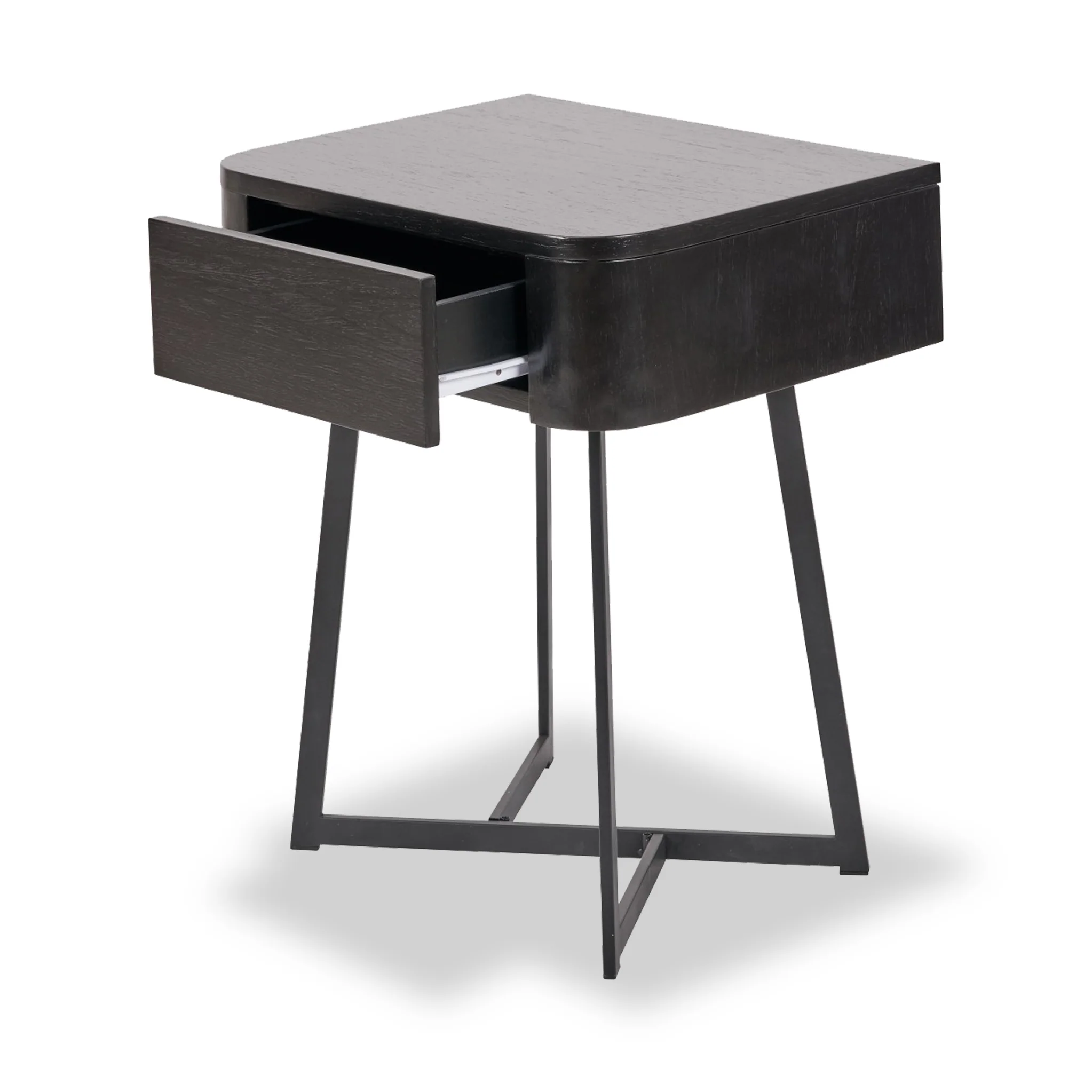 Ukiah Black Ash 1 Drawer Bedside Table - Image 2