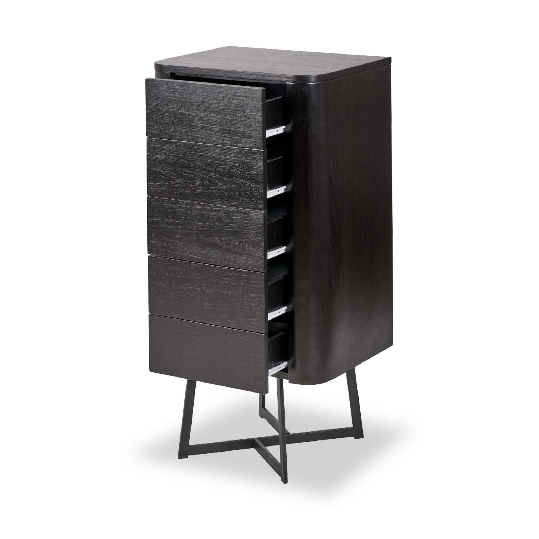Ukiah Black Ash 5 Drawer Tallboy - Image 5