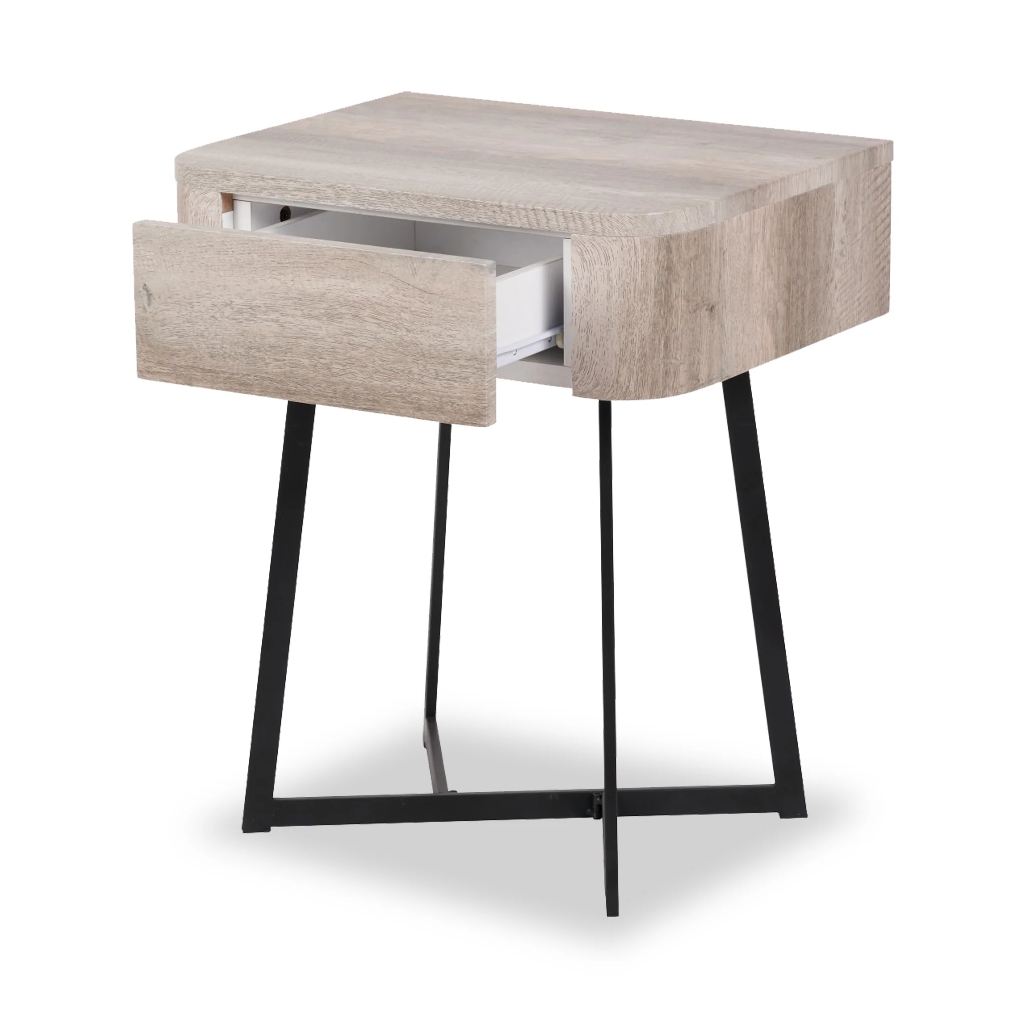 Ukiah Oak Effect 1 Drawer Bedside Table - Image 2