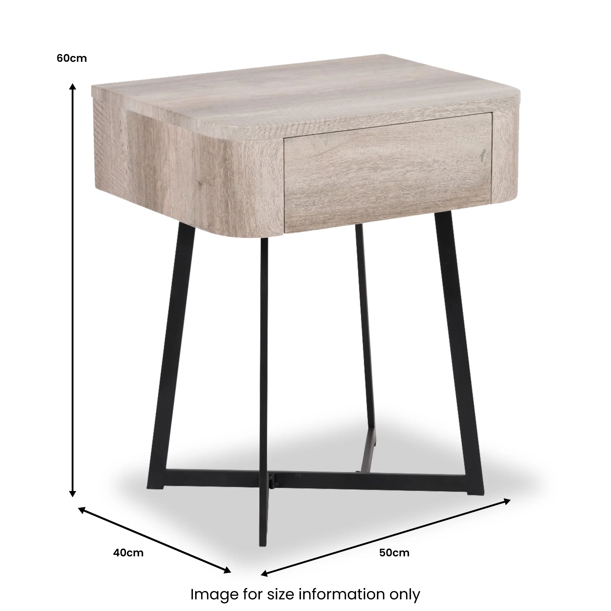 Ukiah Oak Effect 1 Drawer Bedside Table - Image 4