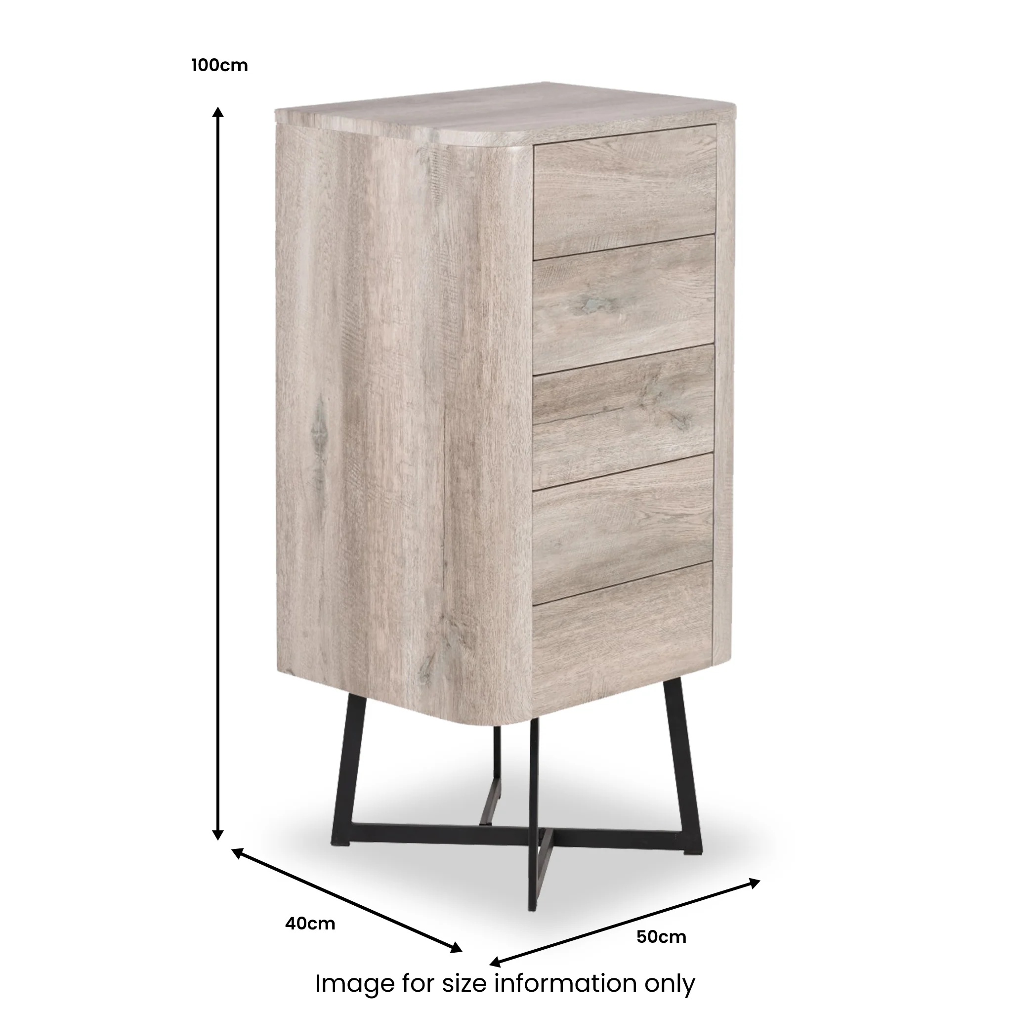 Ukiah Oak Effect 5 Drawer Tallboy - Image 11