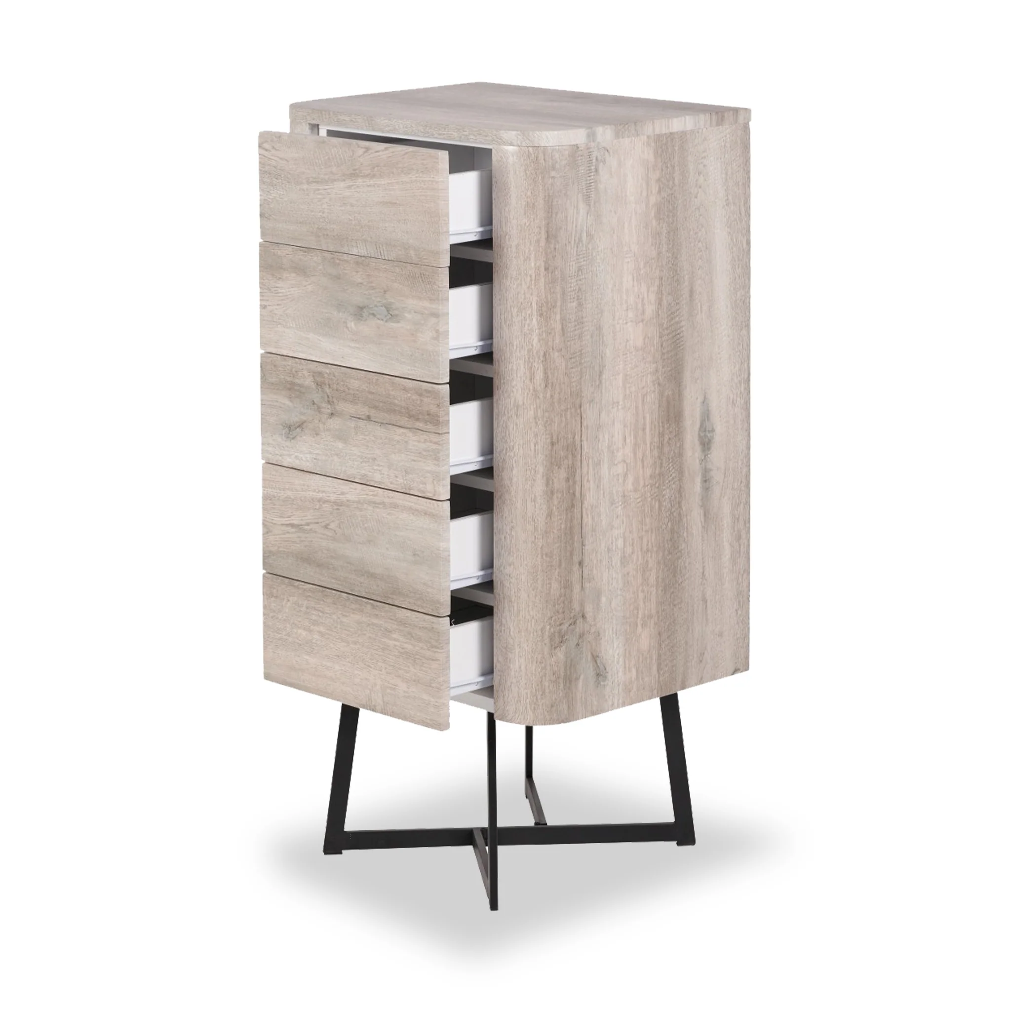 Ukiah Oak Effect 5 Drawer Tallboy - Image 4