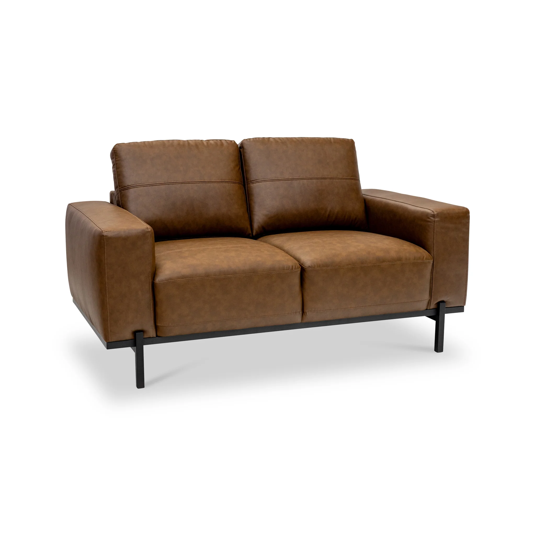 Umber Faux Leather 2 Seater Sofa - Image 3