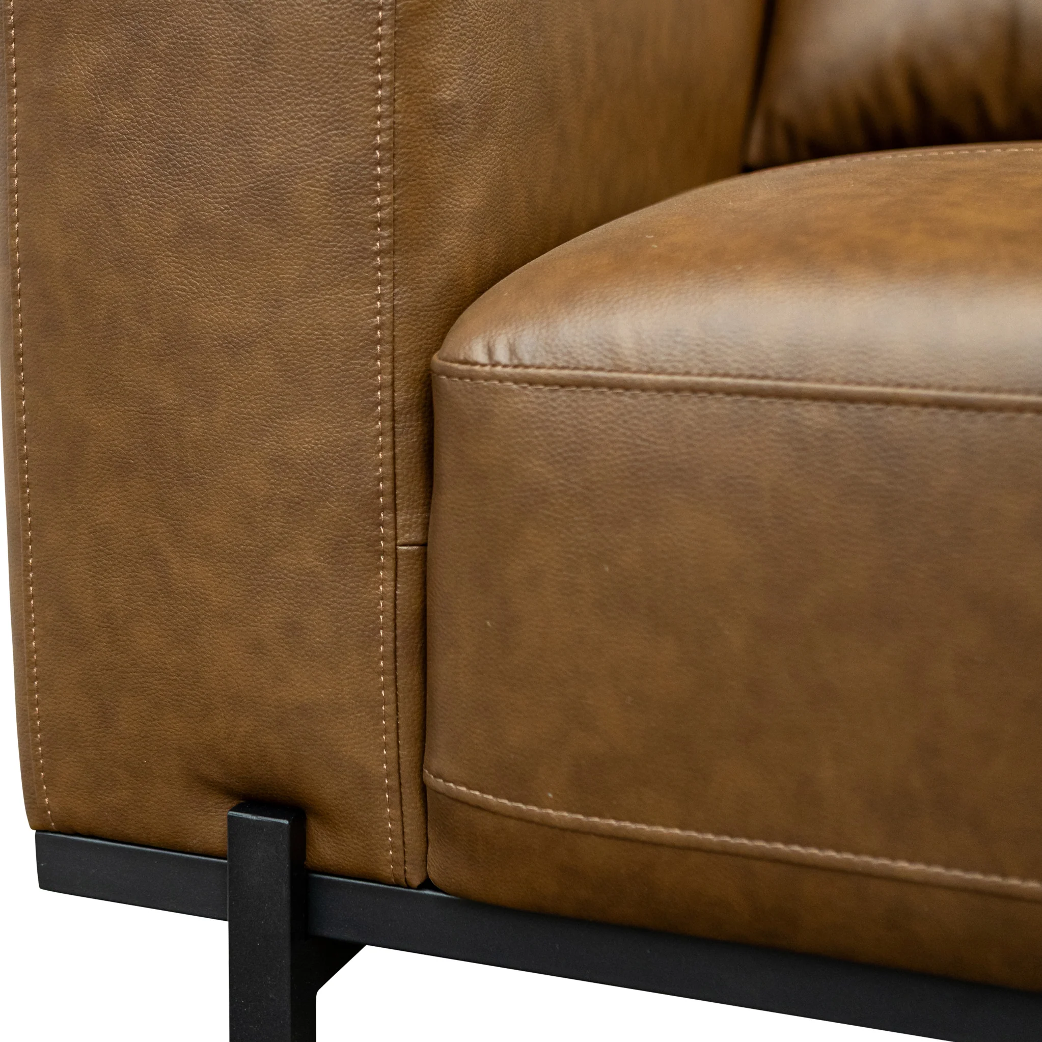 Umber Faux Leather 2 Seater Sofa - Image 5