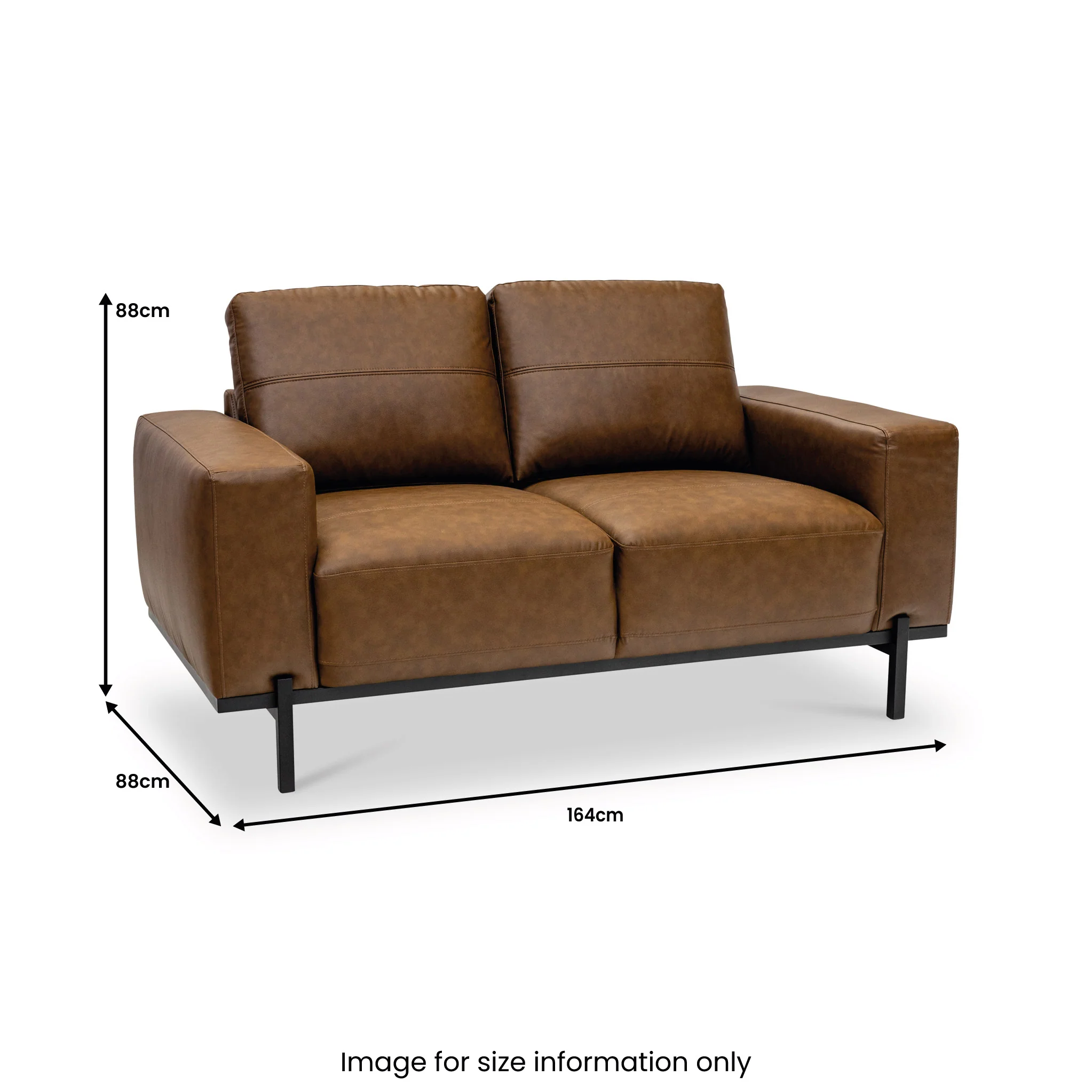 Umber Faux Leather 2 Seater Sofa - Image 6