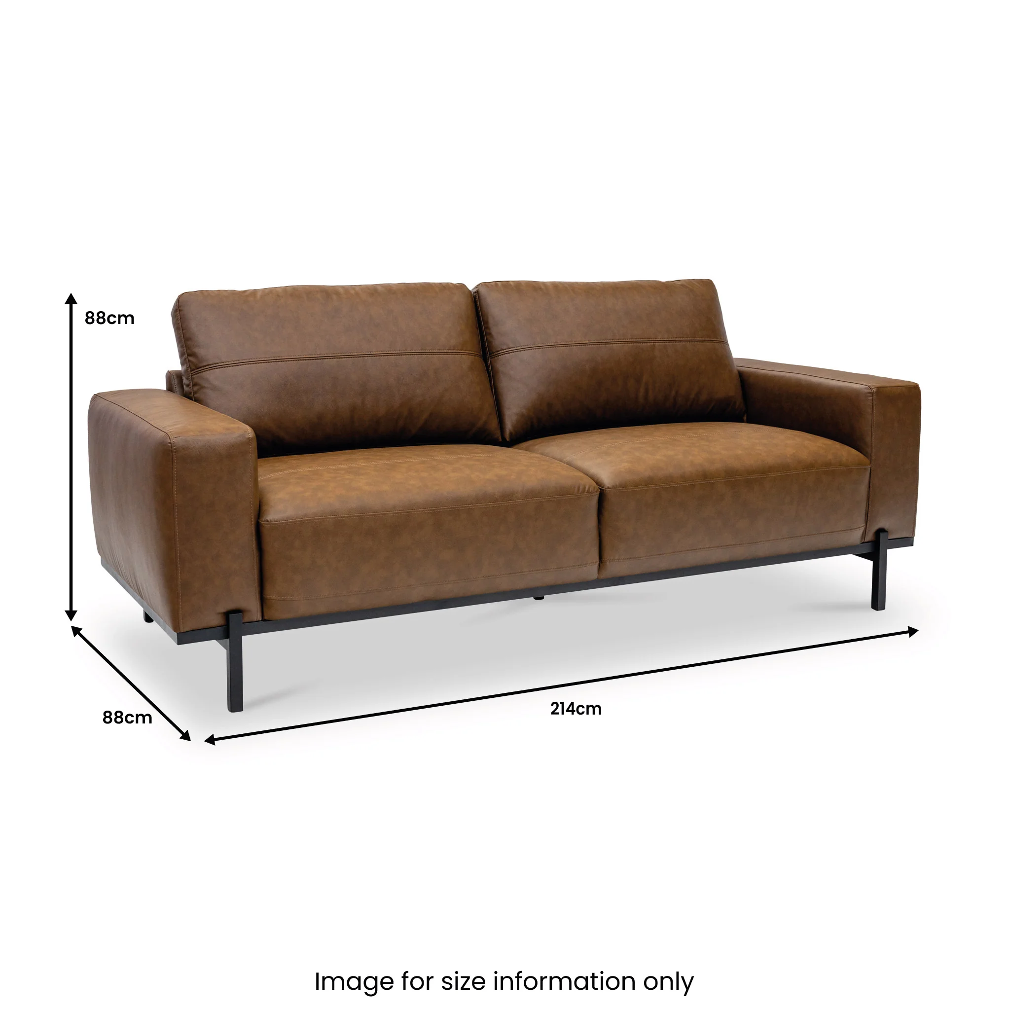 Umber Faux Leather 3 Seater Sofa - Image 6