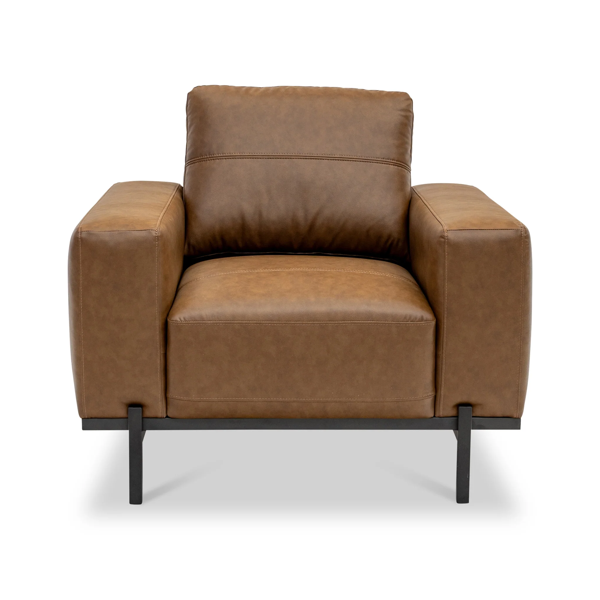 Umber Faux Leather Armchair - Image 3