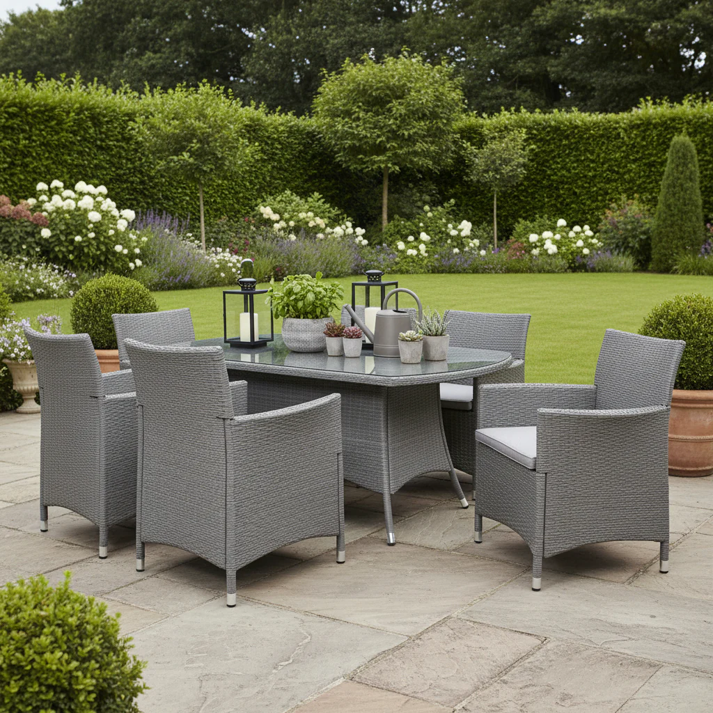 Vada 150cm 6 Seat Rattan Rectangular Dining Set - Image 14