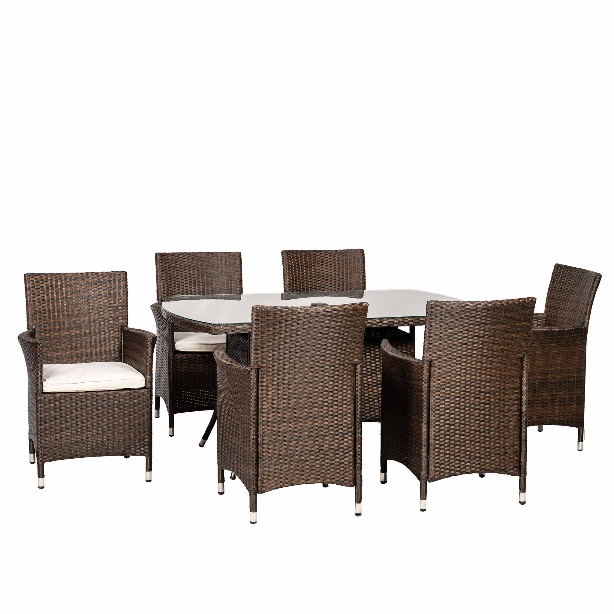 Vada 150cm 6 Seat Rattan Rectangular Dining Set - Image 2