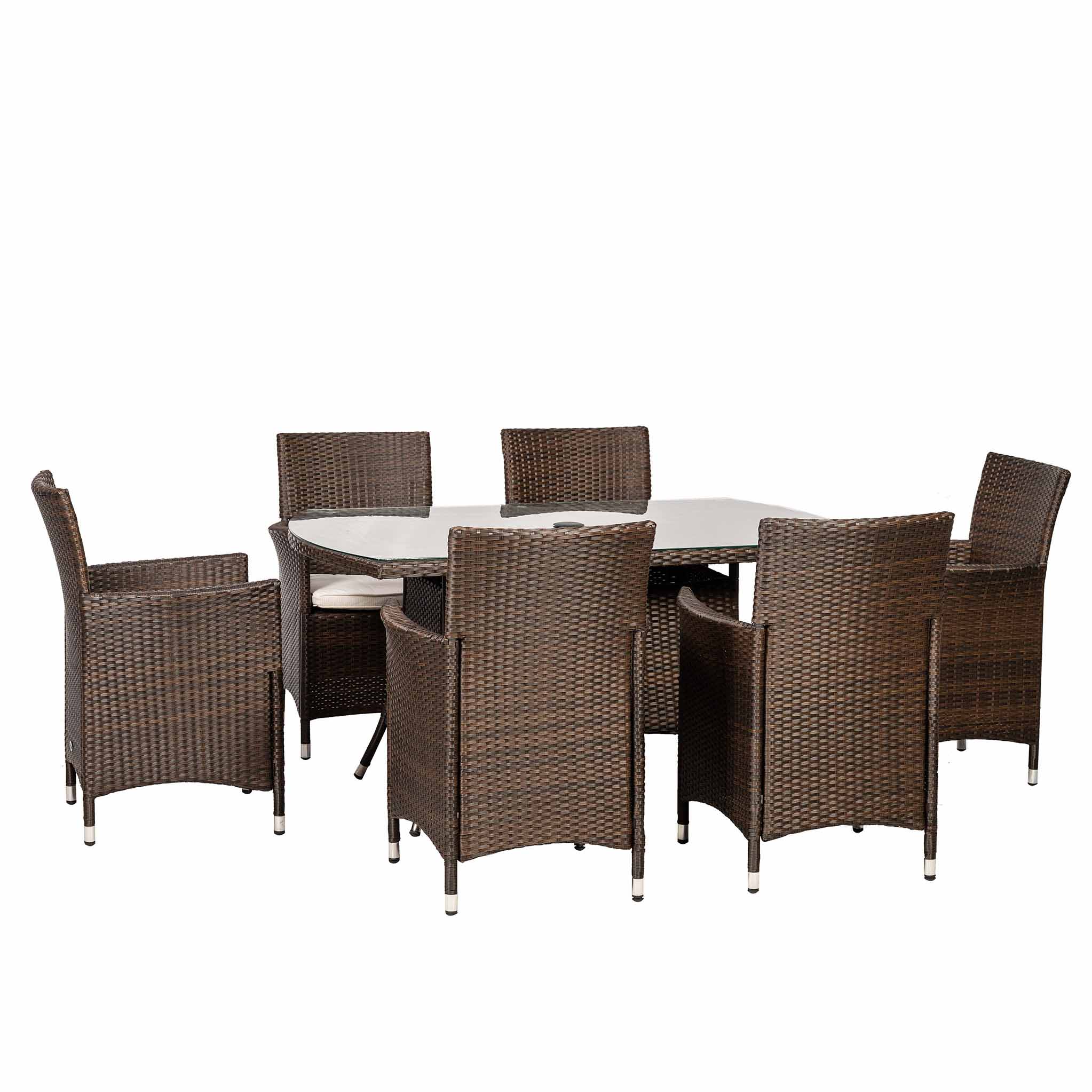 Vada 150cm 6 Seat Rattan Rectangular Dining Set - Image 3