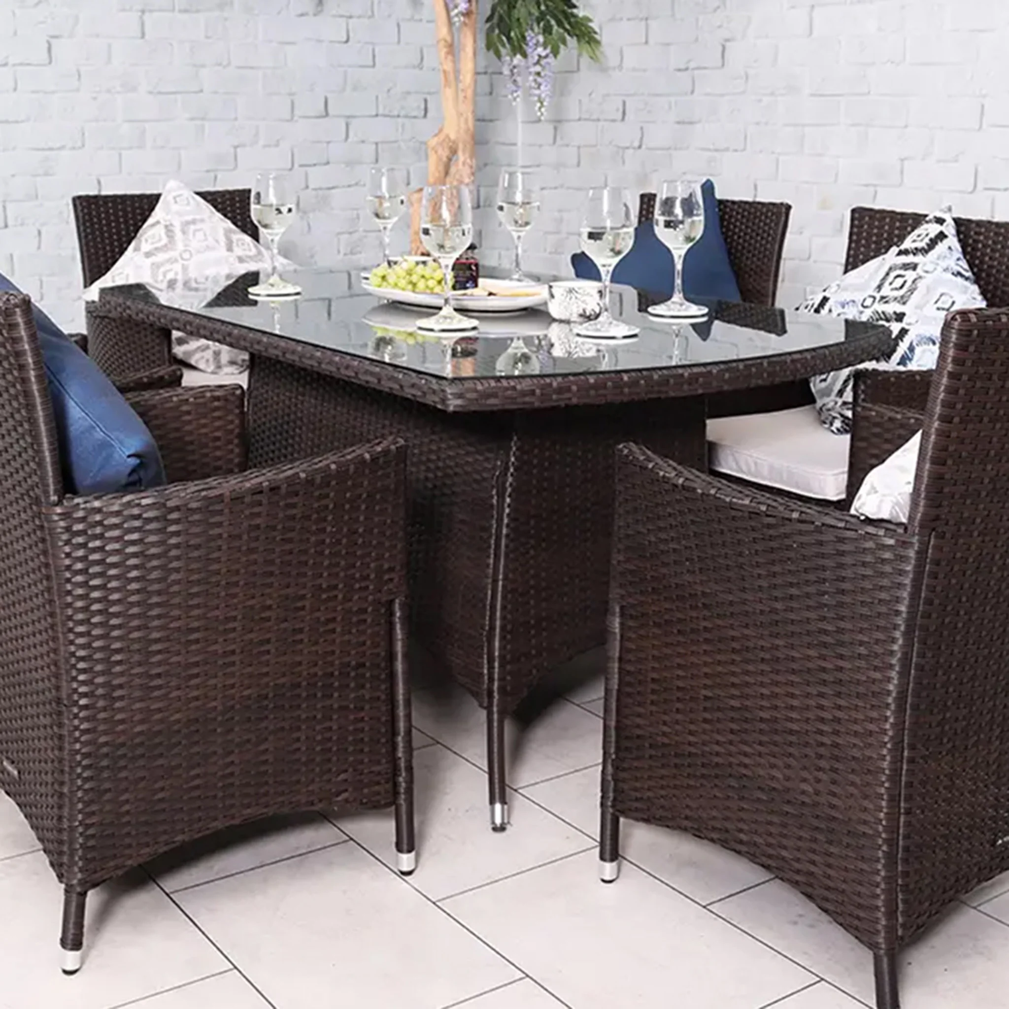 Vada 150cm 6 Seat Rattan Rectangular Dining Set - Image 9