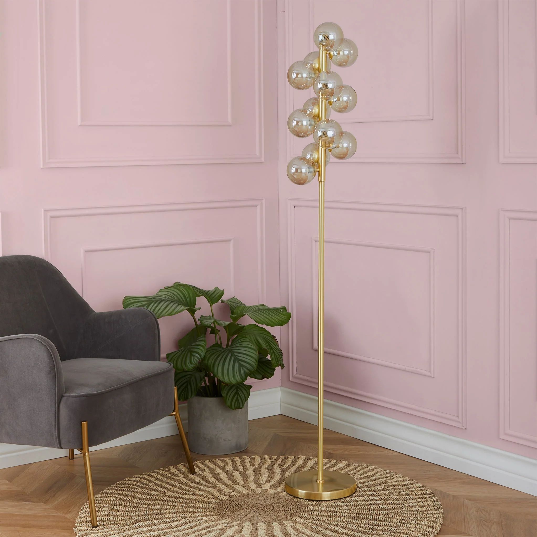 Vecchio Lustre Glass Orb and Gold Floor Lamp - Image 2