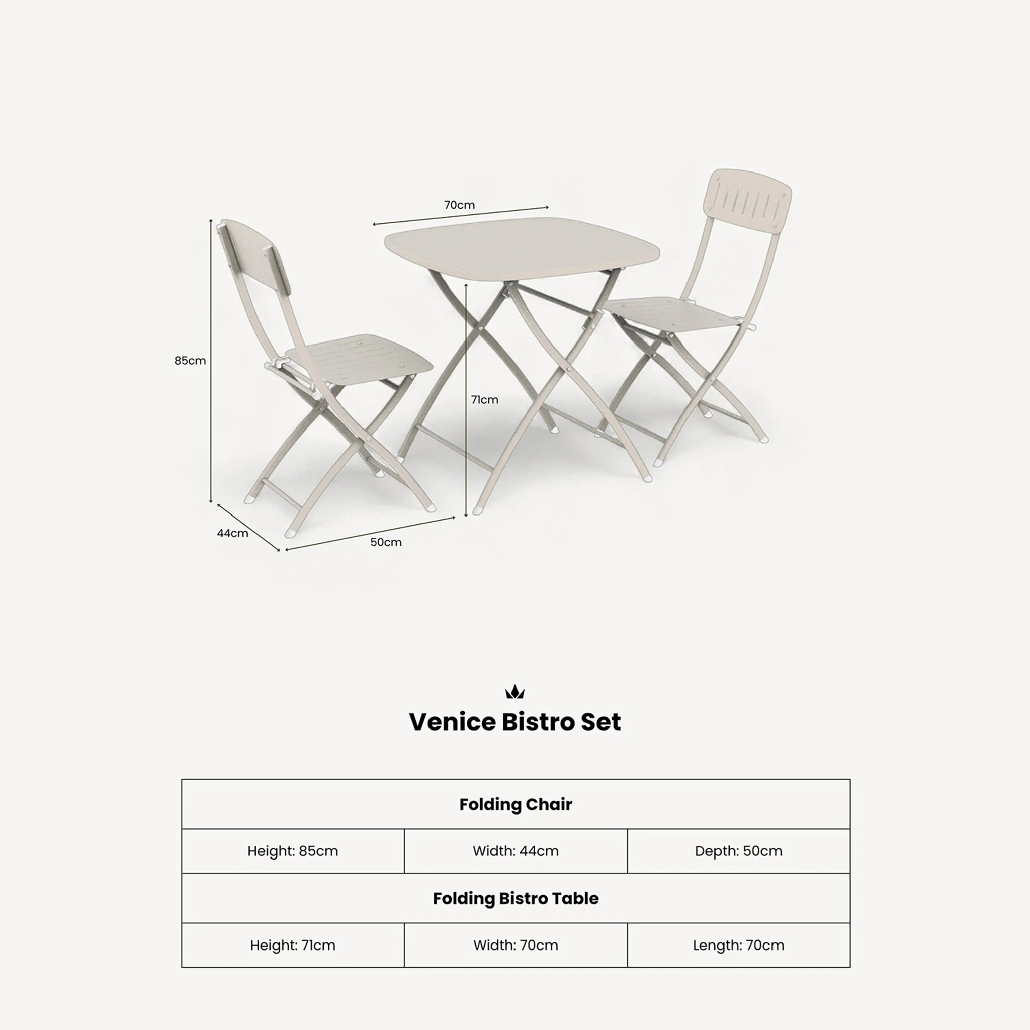 Venice 70cm Square Bistro Set - Image 16