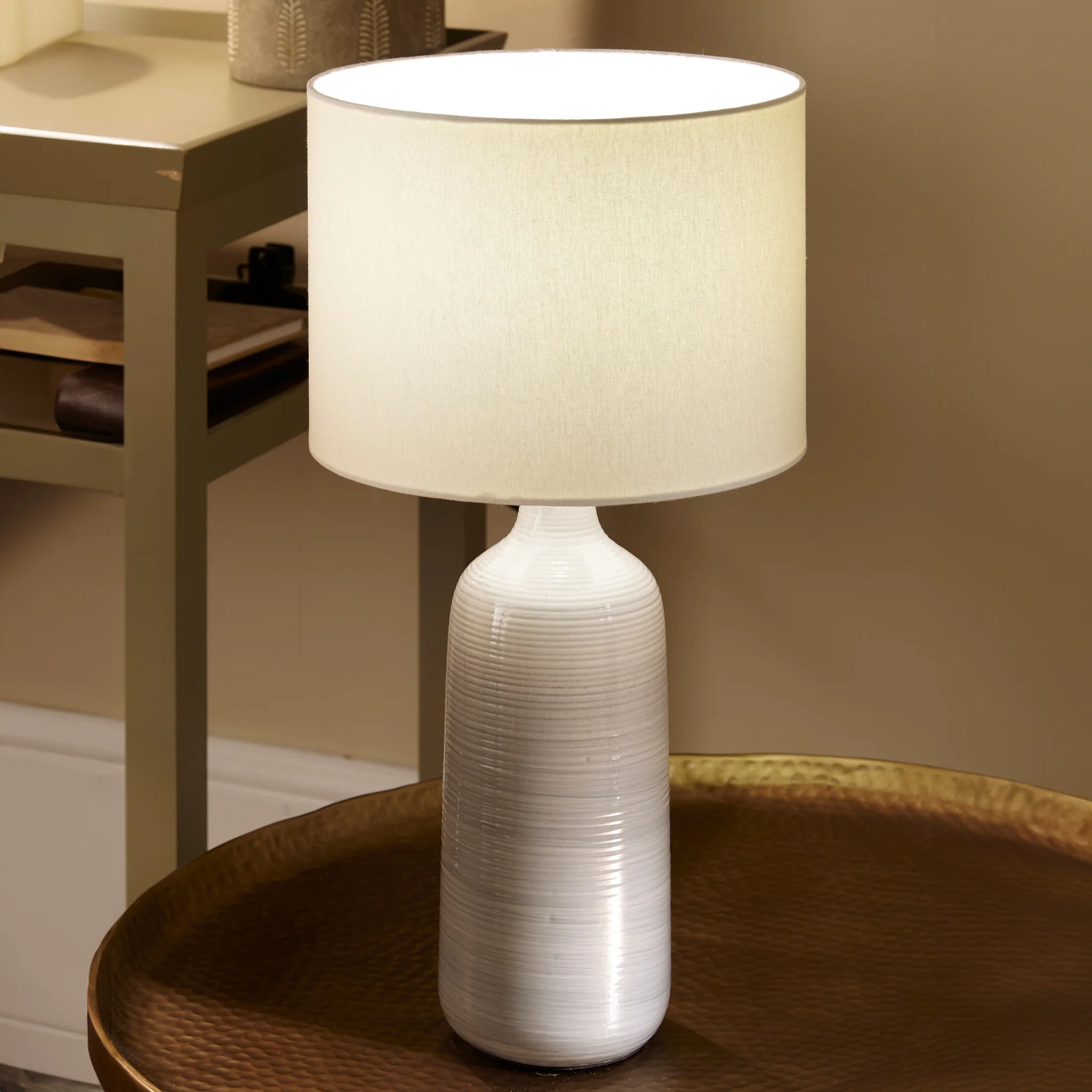 Venus Blue and Grey Ombre Ceramic Table Lamp - Image 2
