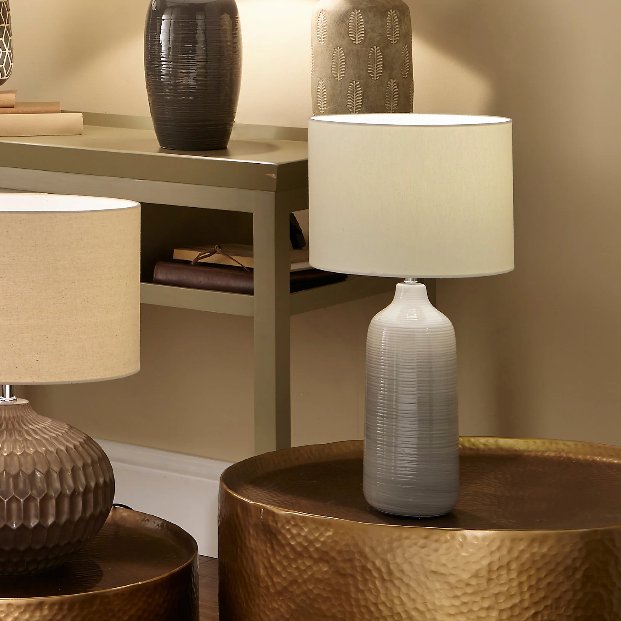 Venus Blue and Grey Ombre Ceramic Table Lamp - Image 3